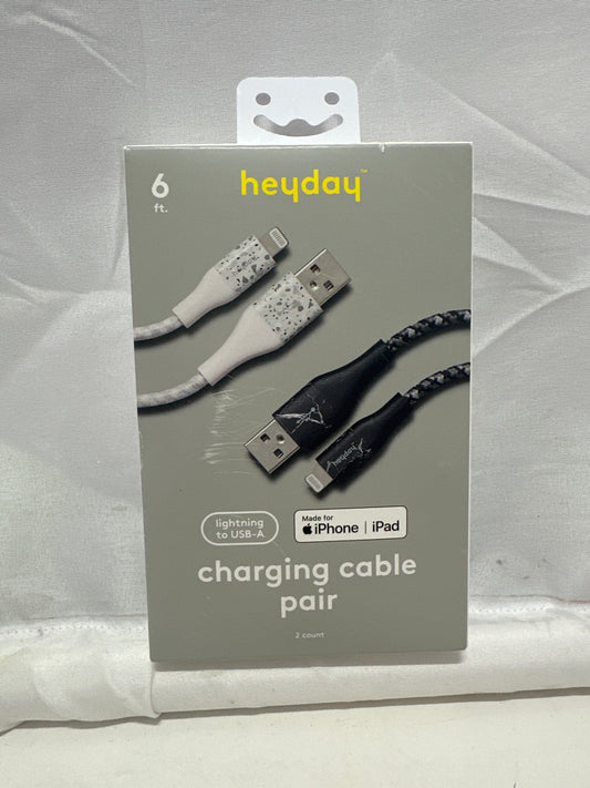 heyday Lightning to USB-A Charging Cable Pair 6 ft, 2 Count