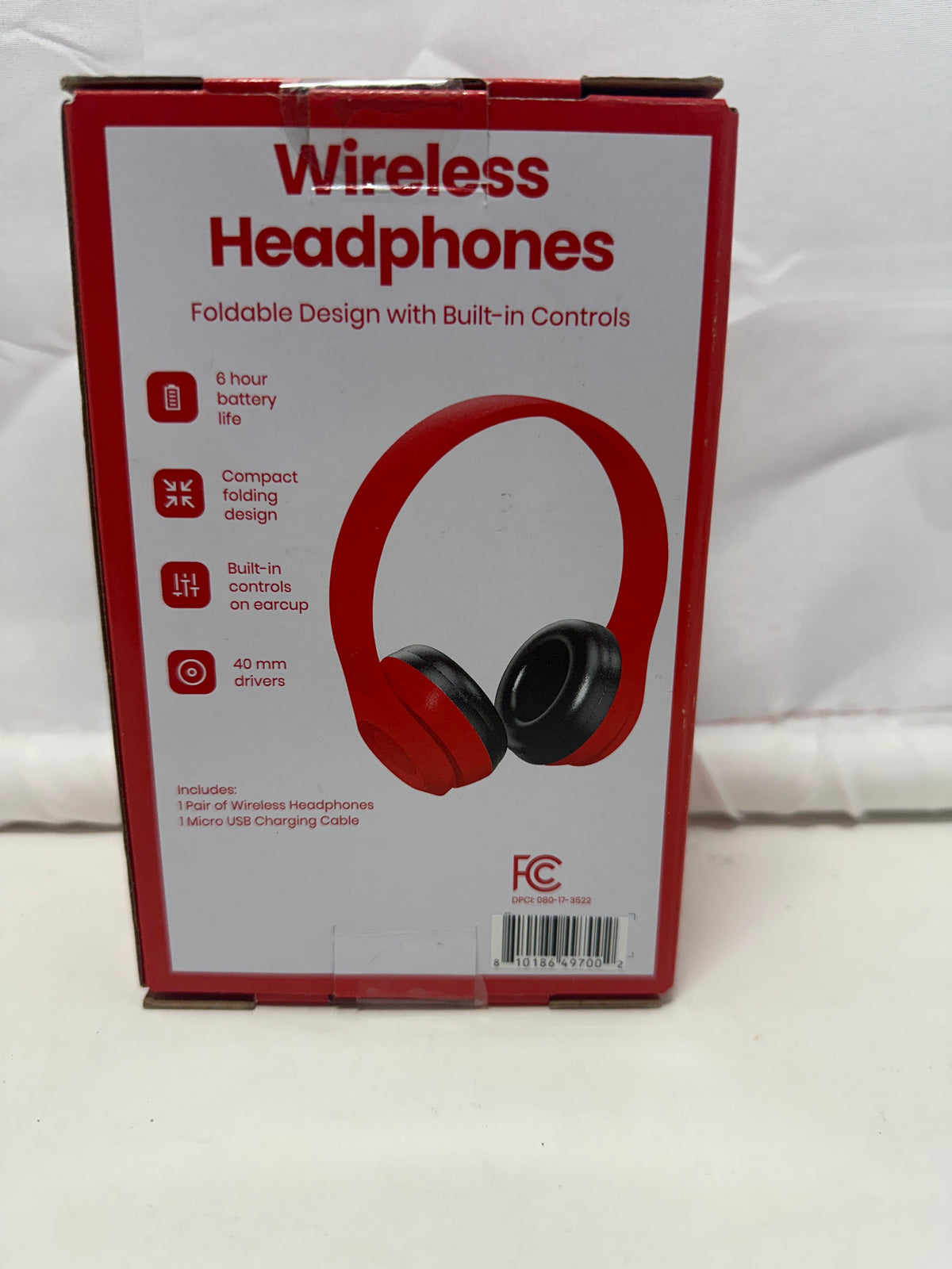 dealworthy red wireless folding on ear headphones
