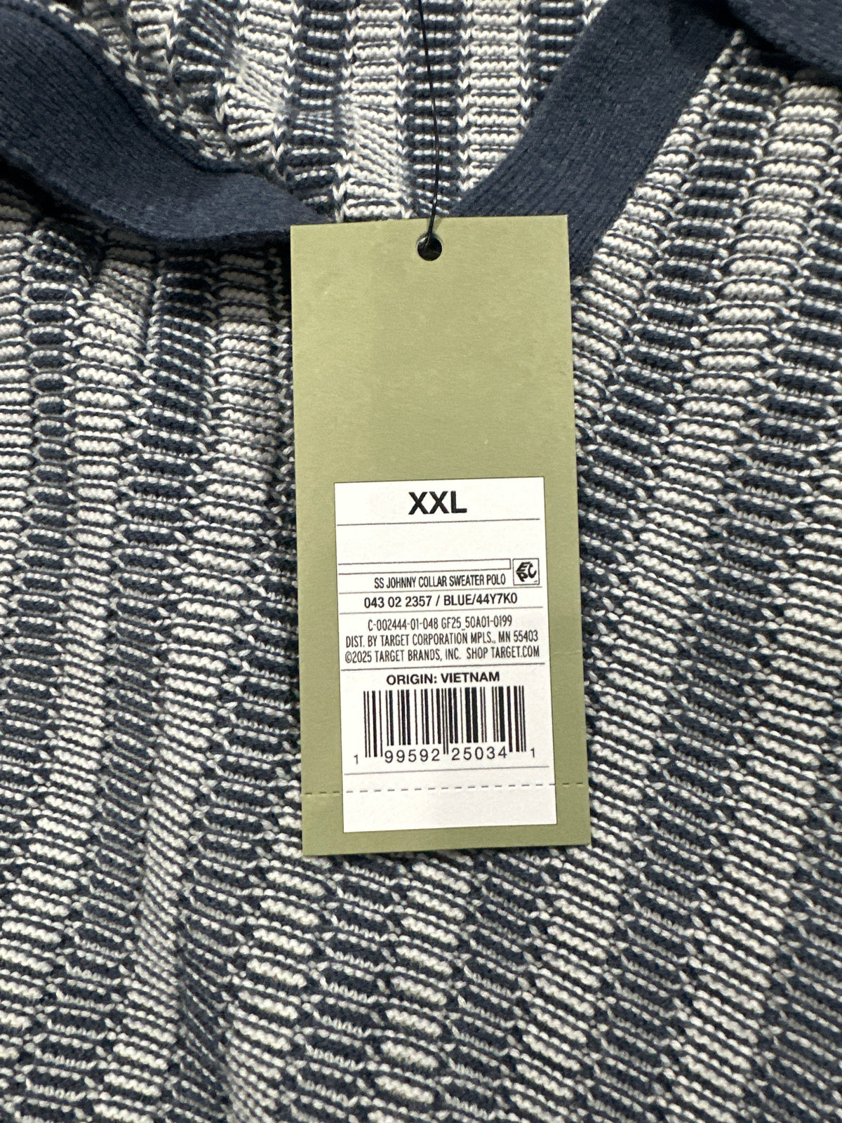 Goodfellow & Co Johnny collar sweater polo XXL blue