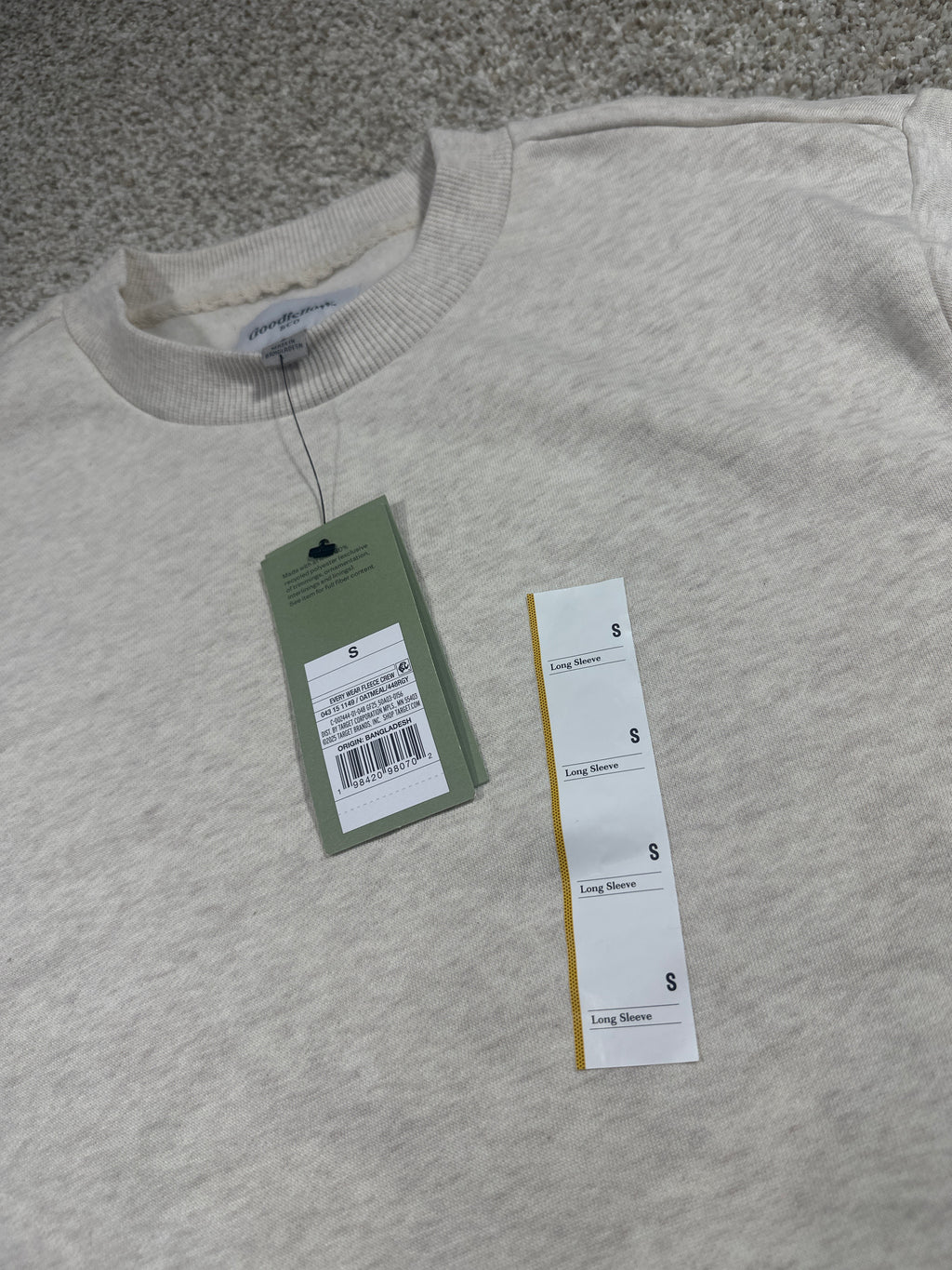 Goodfellow & Co Every Wear fleece crewneck S oatmeal