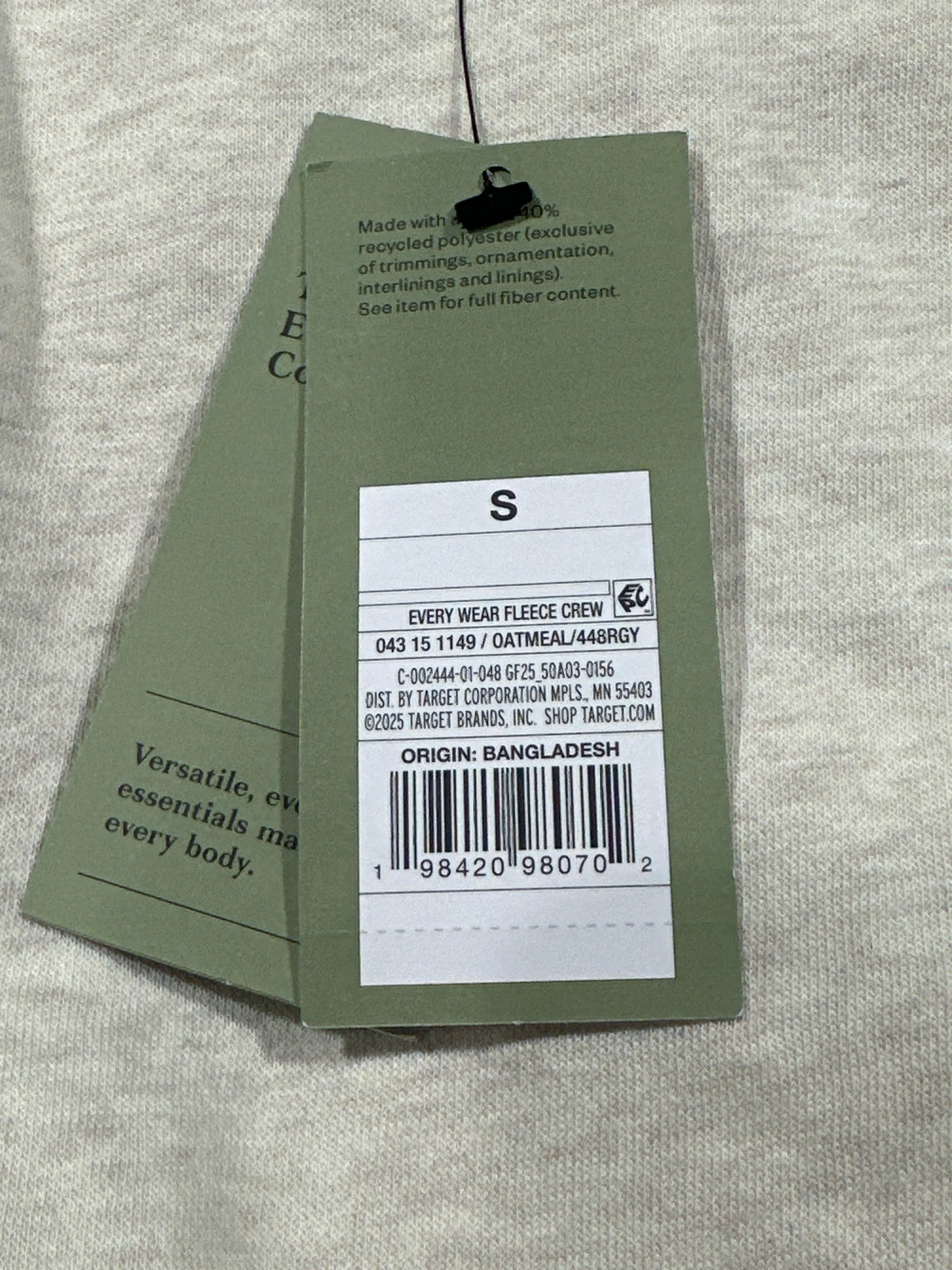 Goodfellow & Co Every Wear fleece crewneck S oatmeal