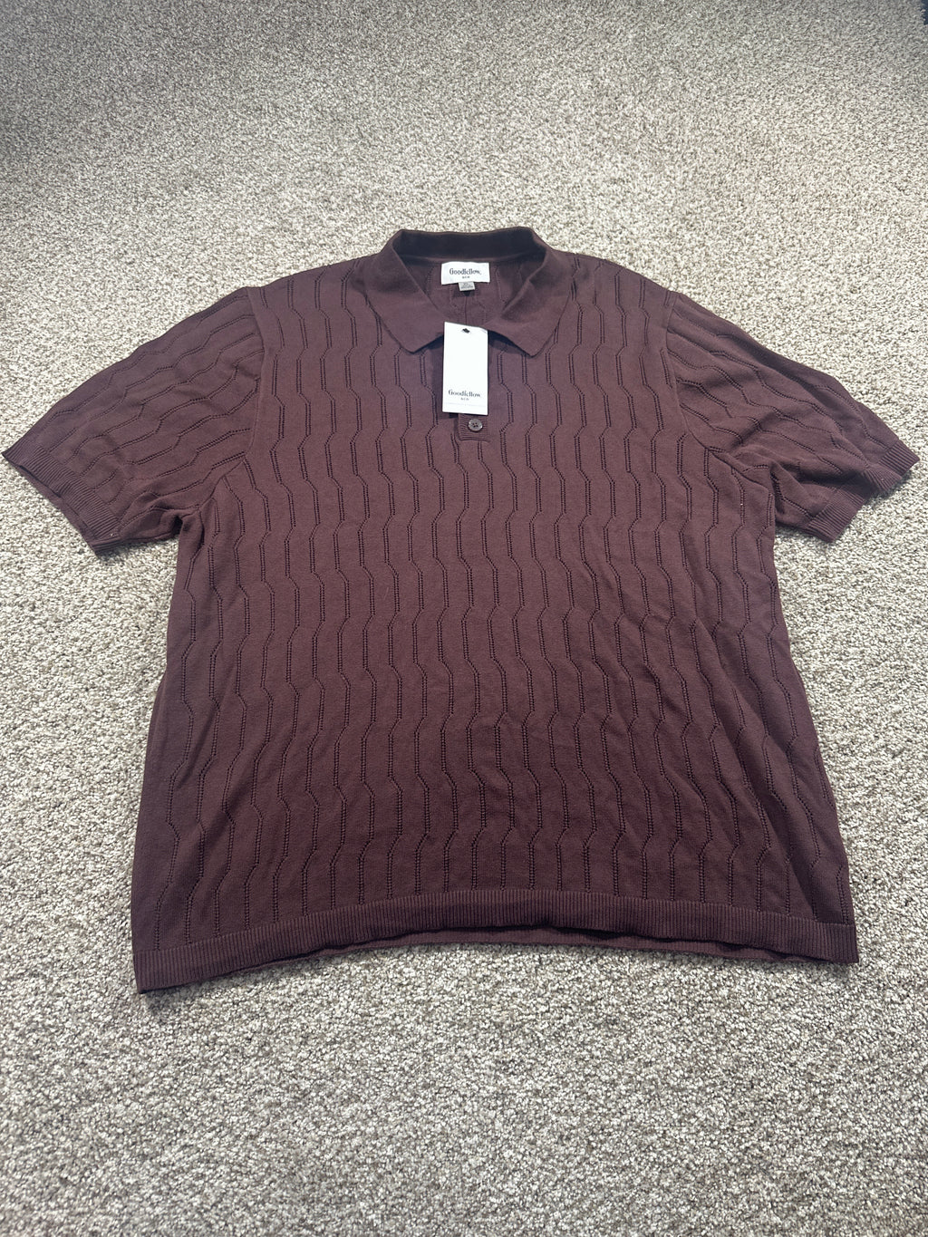 Goodfellow & Co short sleeve sweater polo XL brown