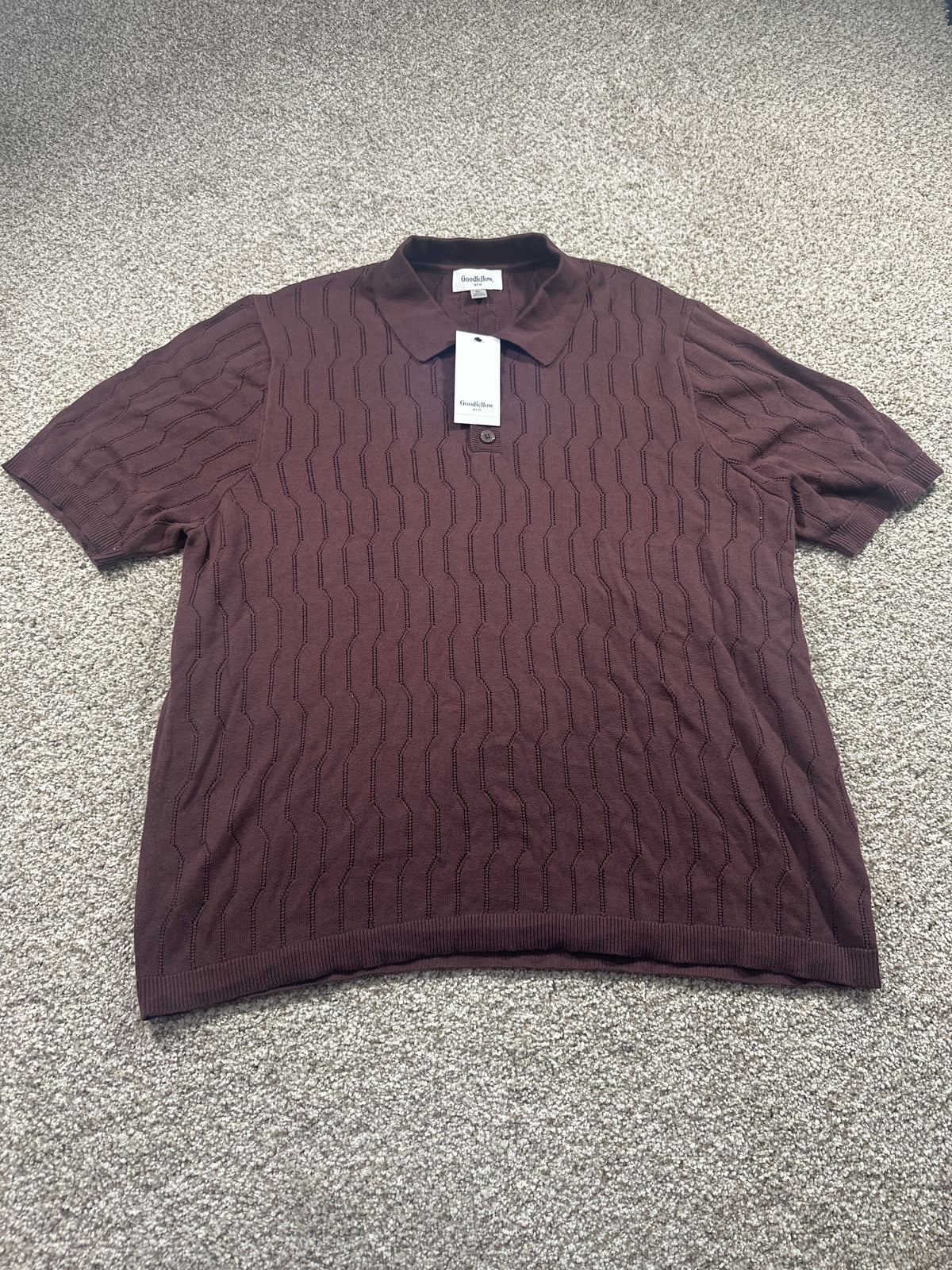 Goodfellow & Co short sleeve sweater polo XL brown