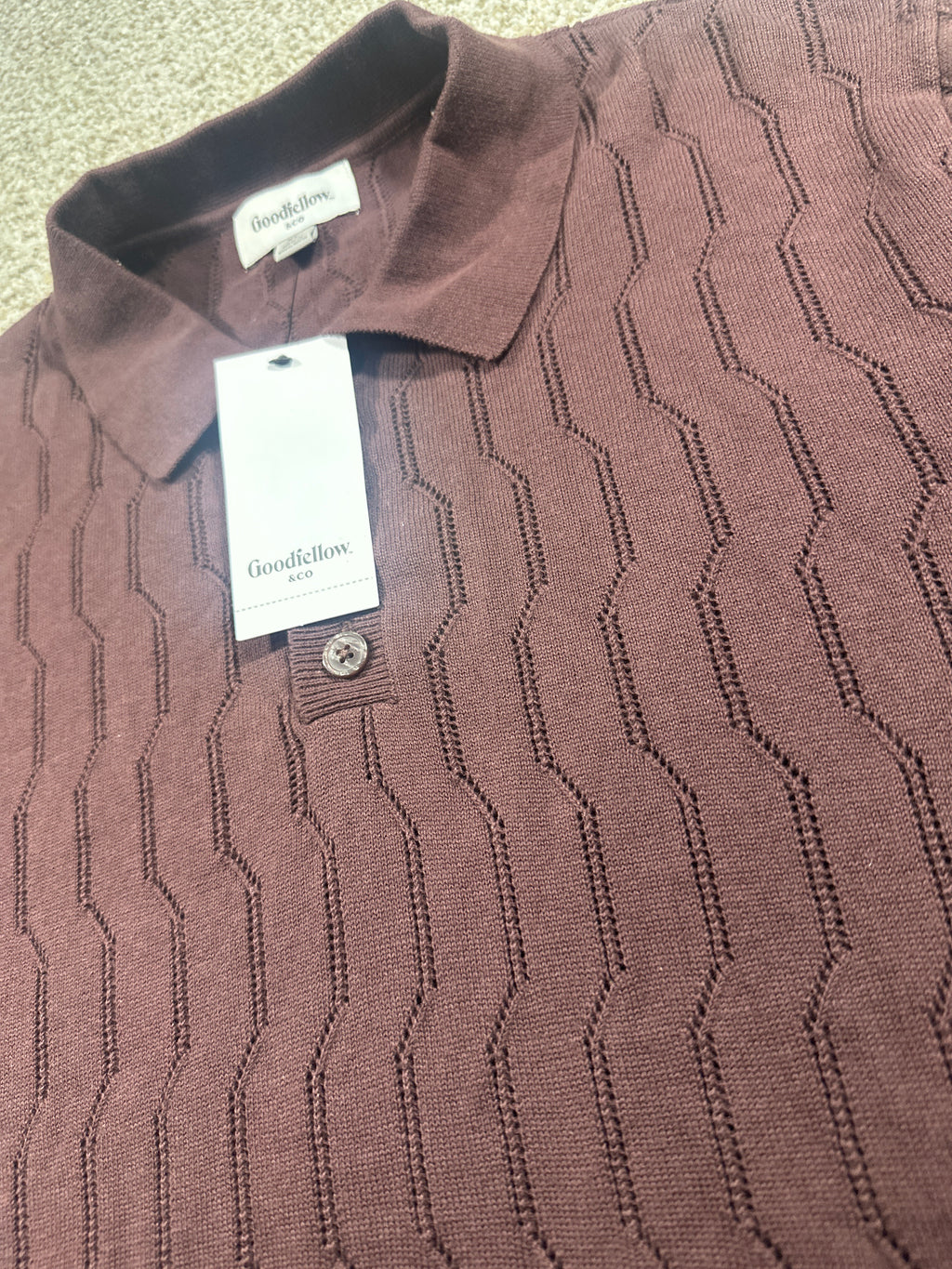 Goodfellow & Co short sleeve sweater polo XL brown