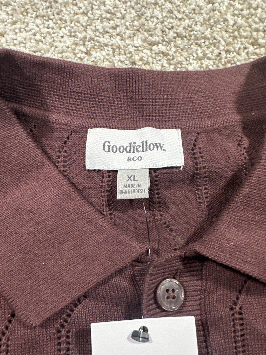 Goodfellow & Co short sleeve sweater polo XL brown