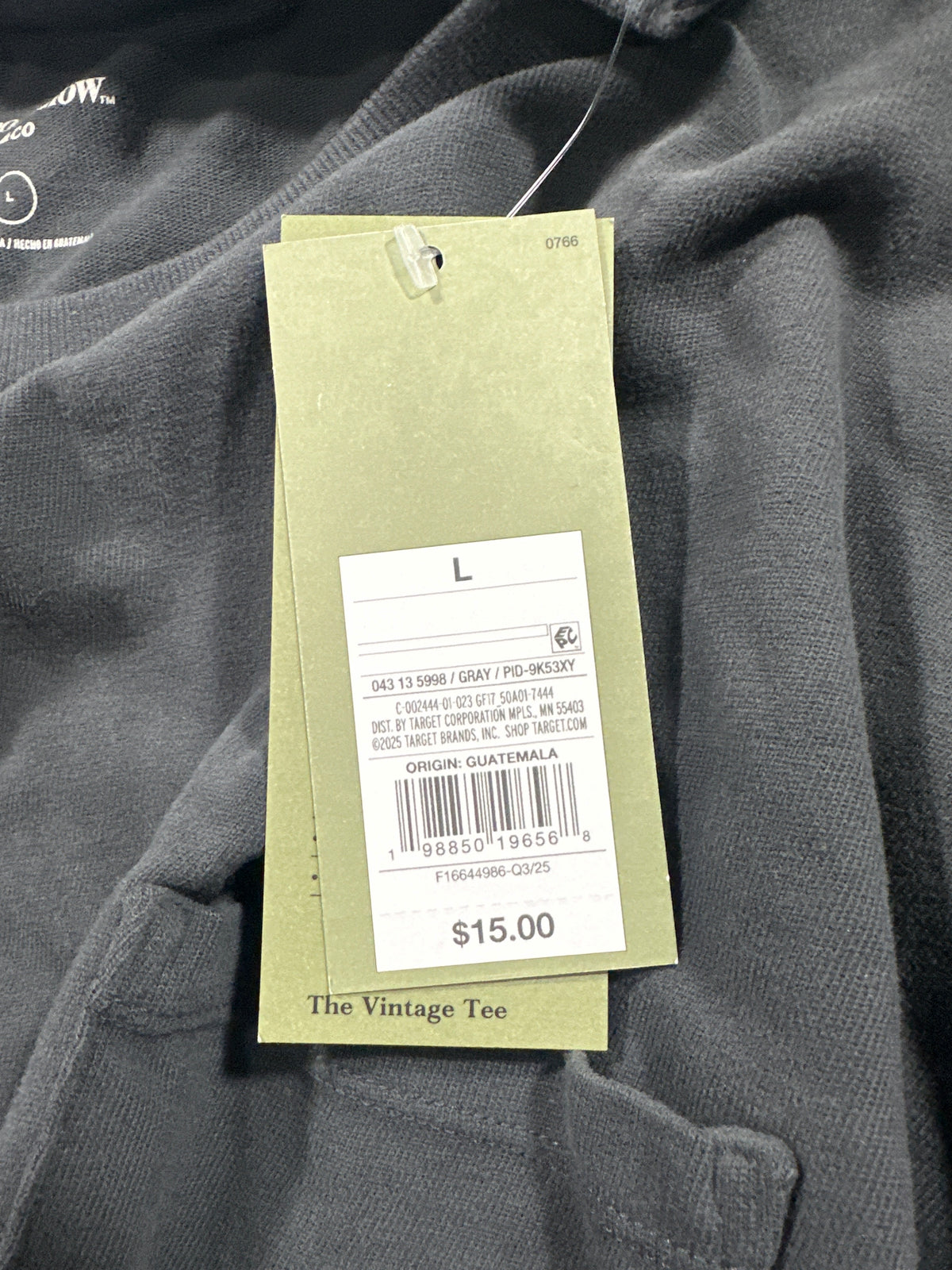 Goodfellow & Co Vintage Tee L gray chest pocket