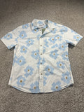 Goodfellow & Co Every Wear short sleeve button-up shirt M white blue print