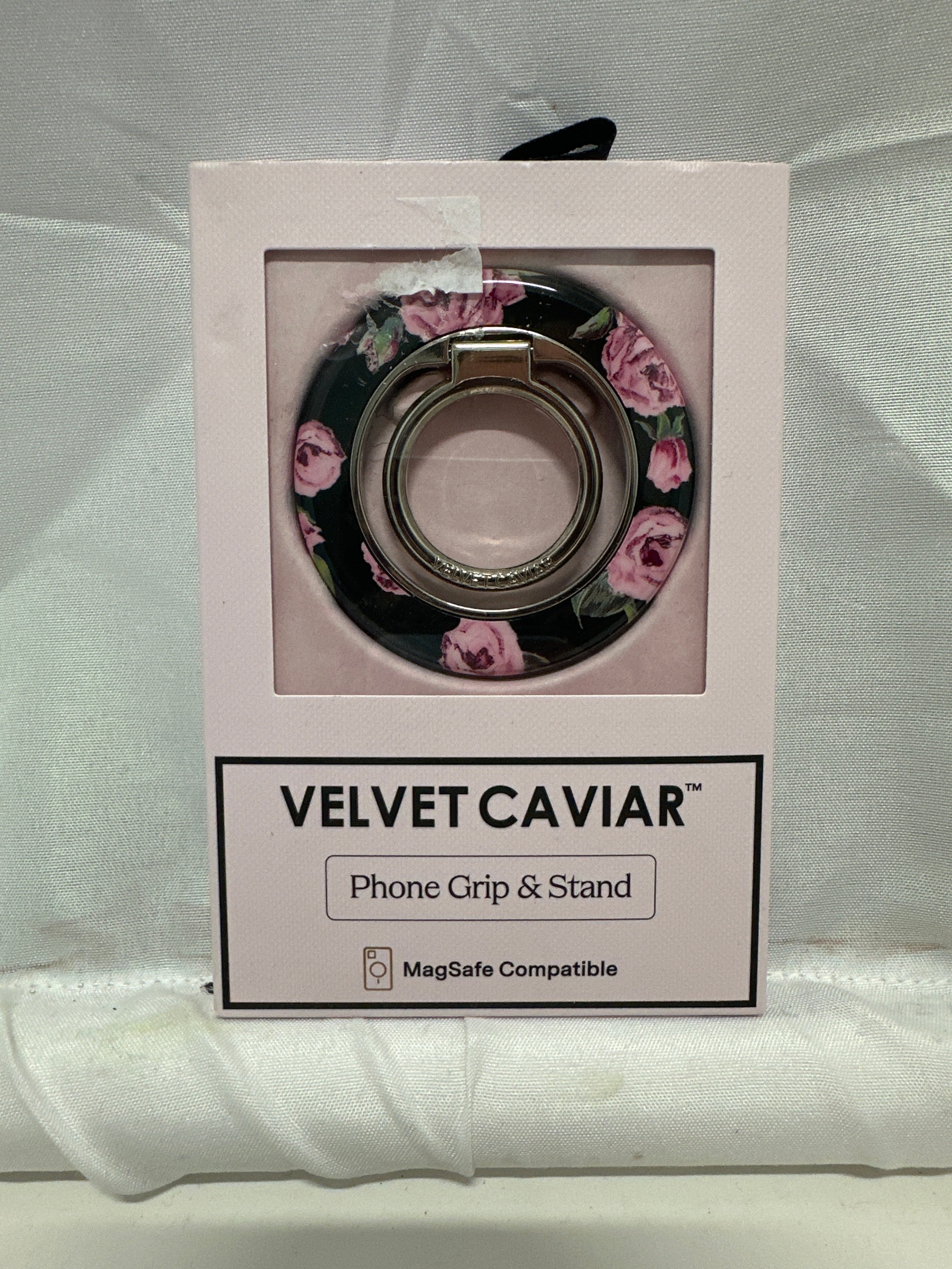 Velvet Caviar MagSafe Compatible Phone Grip & Stand Black Pink Floral