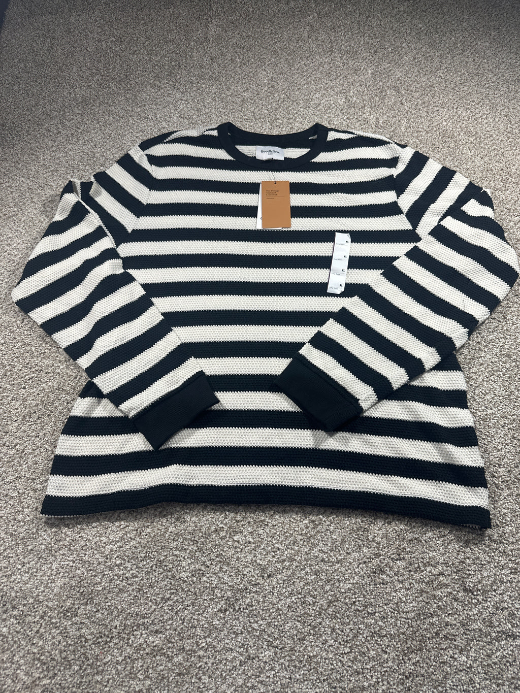 Goodfellow & Co Vintage Collection striped sweater XL black ivory