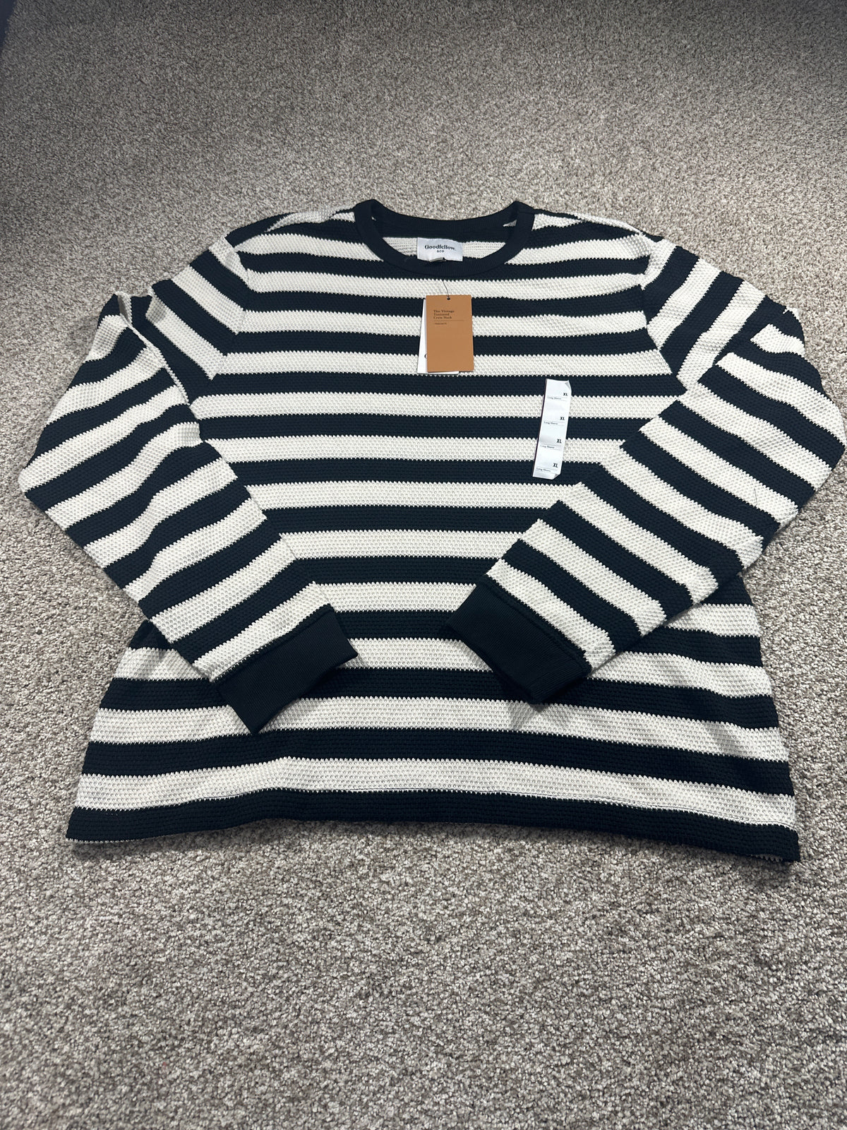 Goodfellow & Co Vintage Collection striped sweater XL black ivory