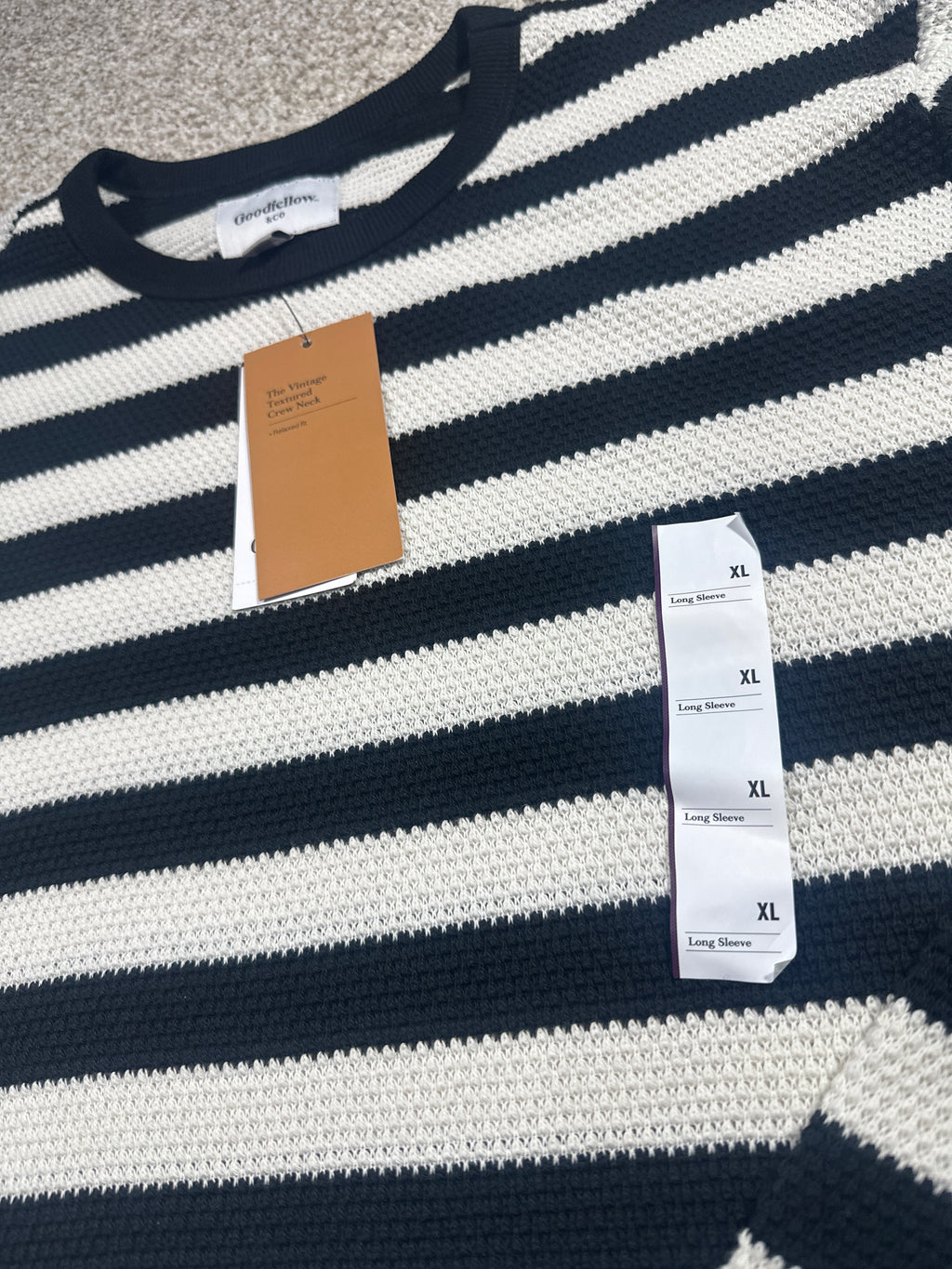 Goodfellow & Co Vintage Collection striped sweater XL black ivory