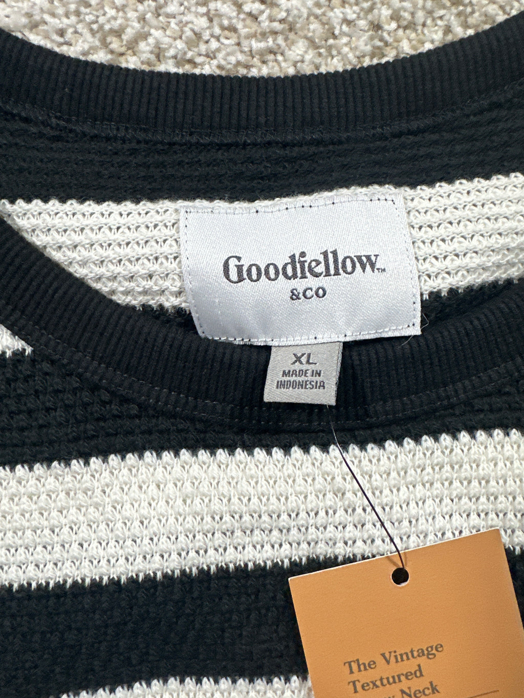 Goodfellow & Co Vintage Collection striped sweater XL black ivory