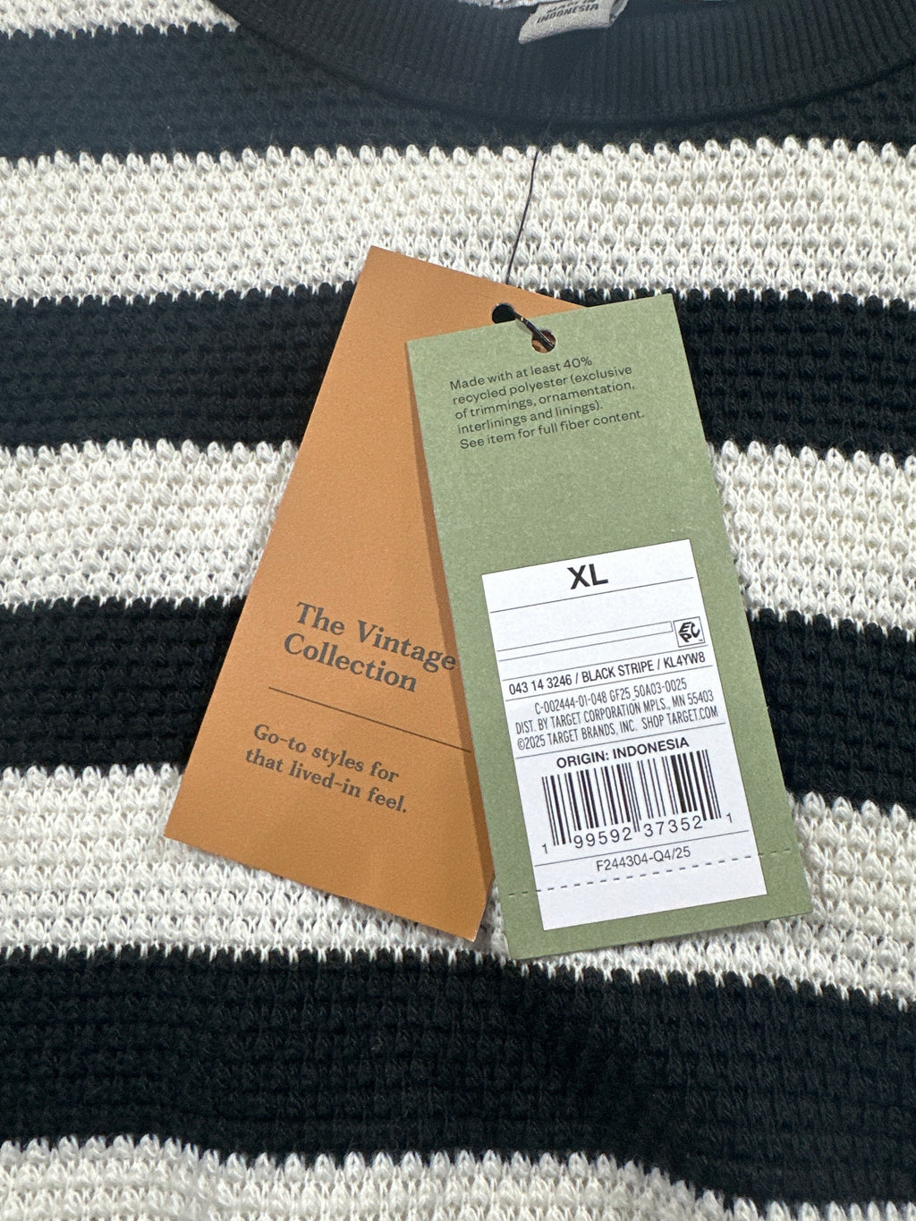 Goodfellow & Co Vintage Collection striped sweater XL black ivory