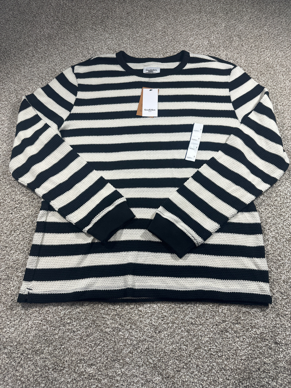 Goodfellow & Co Vintage Collection striped sweater L black ivory
