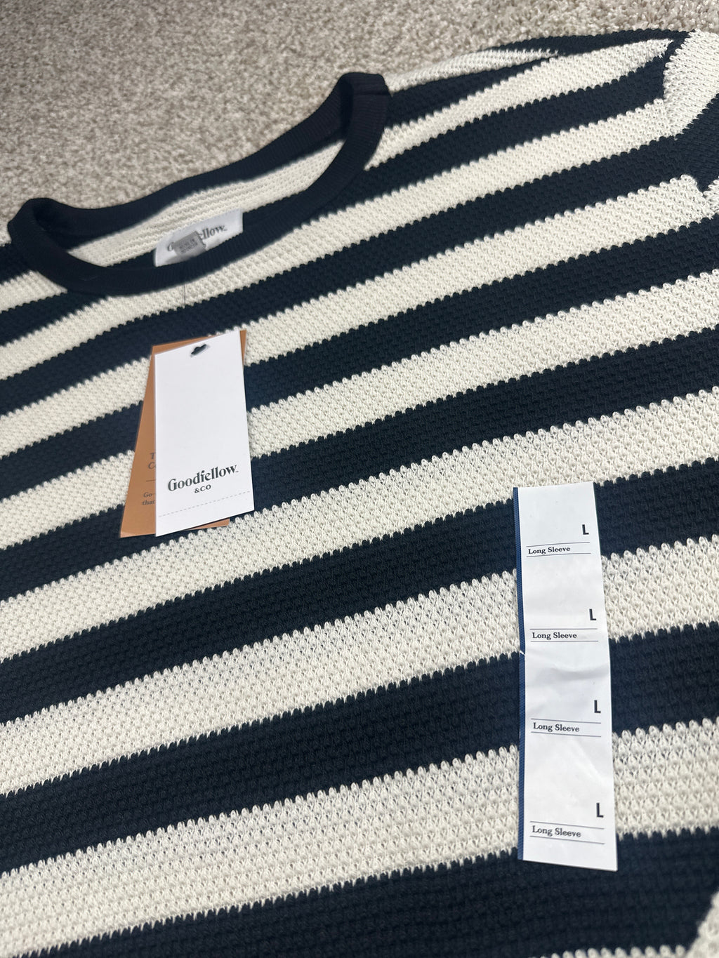 Goodfellow & Co Vintage Collection striped sweater L black ivory