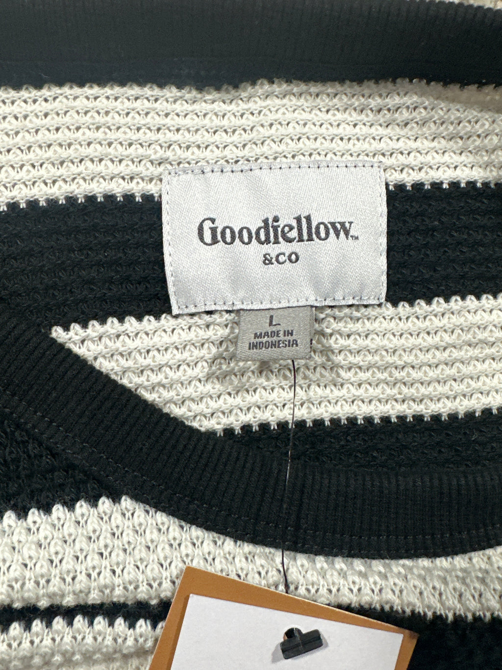 Goodfellow & Co Vintage Collection striped sweater L black ivory