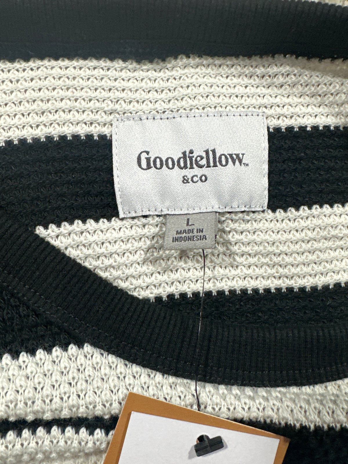 Goodfellow & Co Vintage Collection striped sweater L black ivory