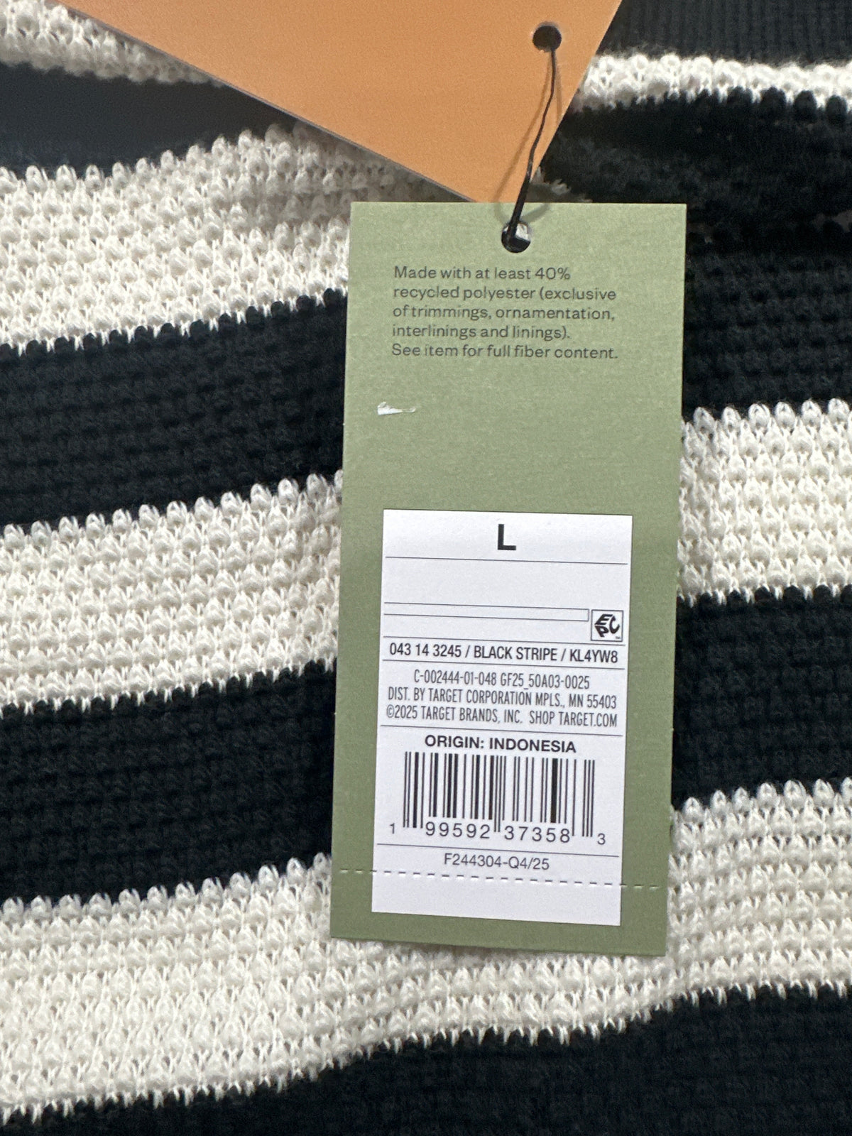 Goodfellow & Co Vintage Collection striped sweater L black ivory