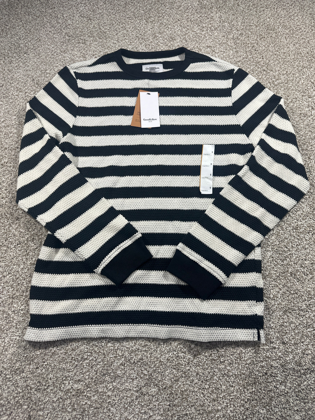 Goodfellow & Co Vintage Collection striped sweater S black ivory