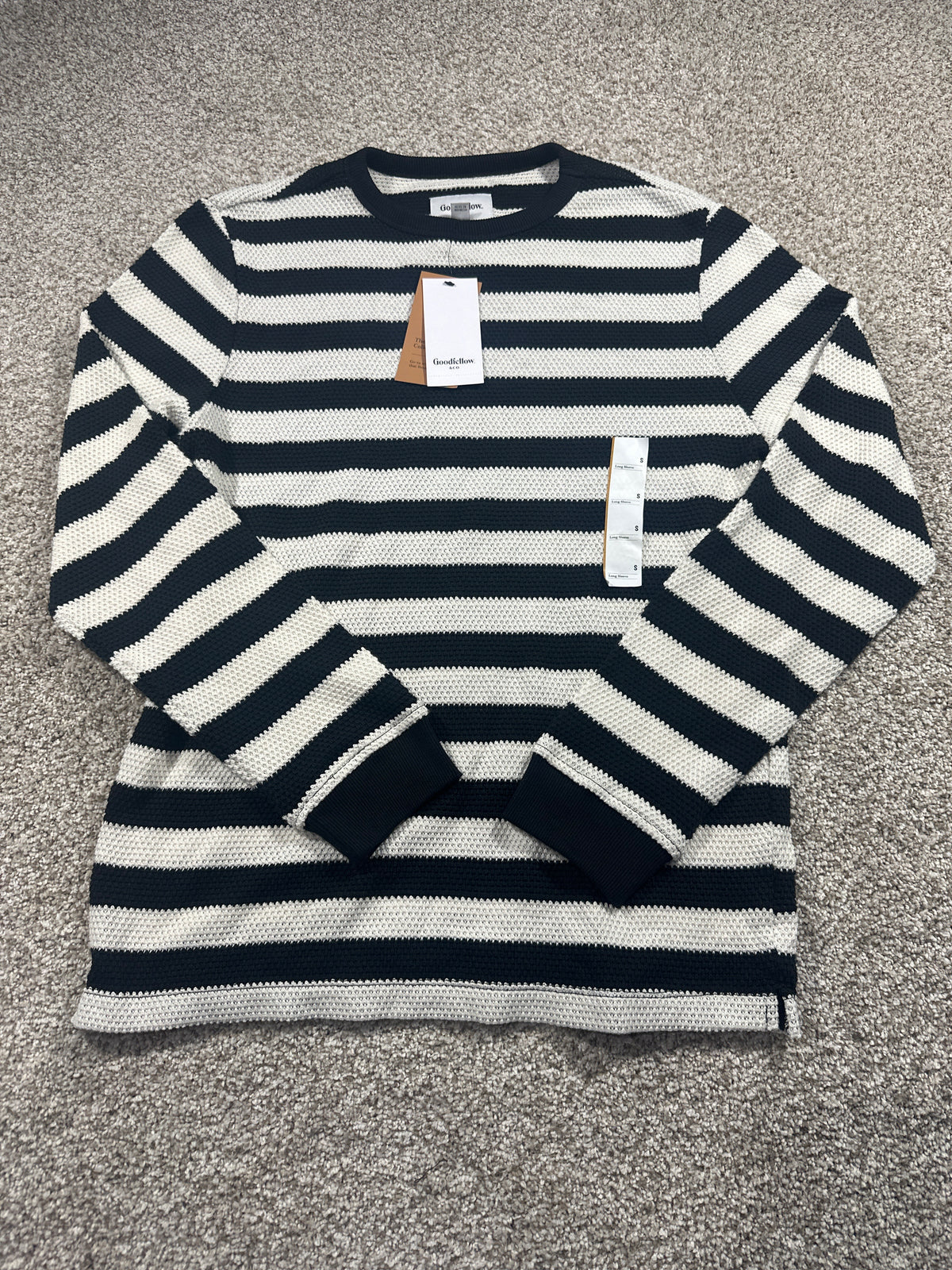 Goodfellow & Co Vintage Collection striped sweater S black ivory