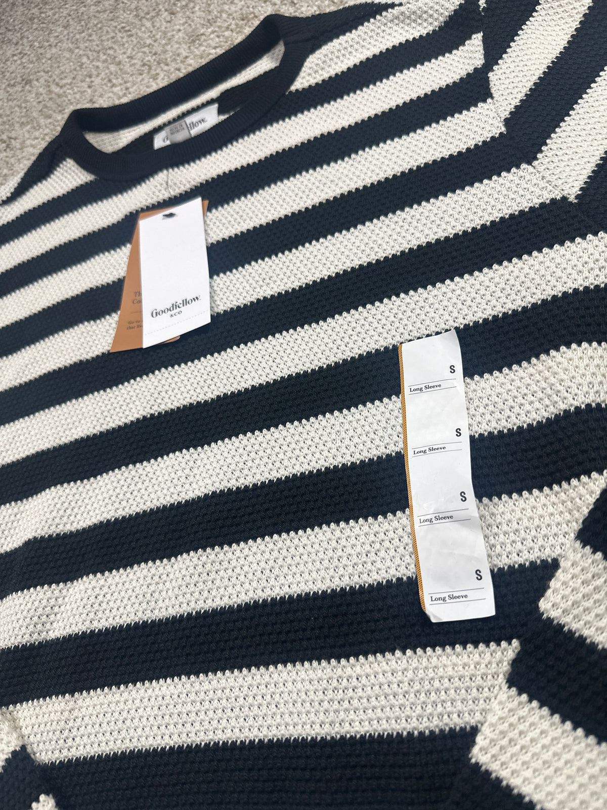 Goodfellow & Co Vintage Collection striped sweater S black ivory