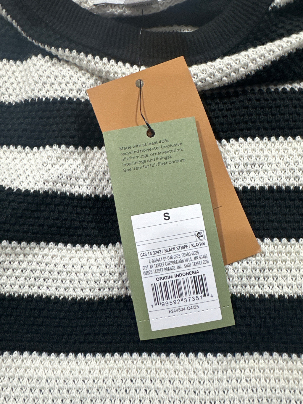 Goodfellow & Co Vintage Collection striped sweater S black ivory