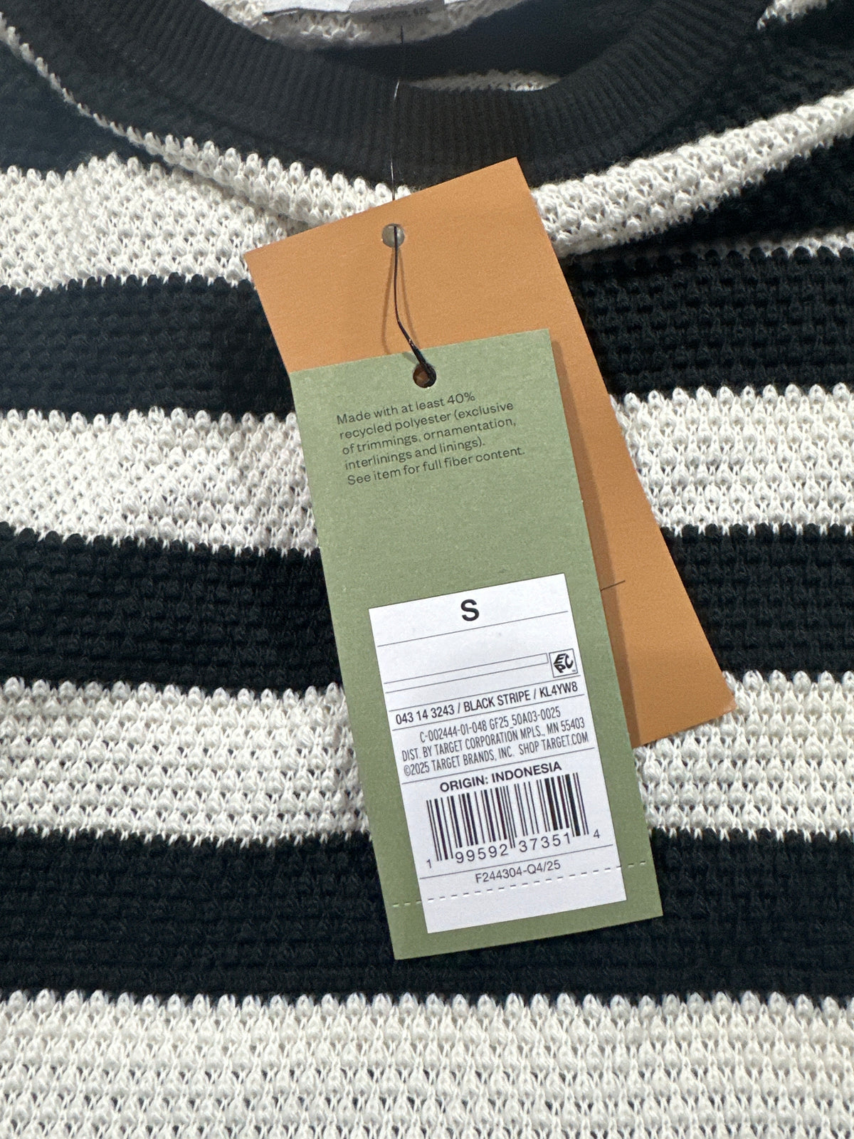 Goodfellow & Co Vintage Collection striped sweater S black ivory
