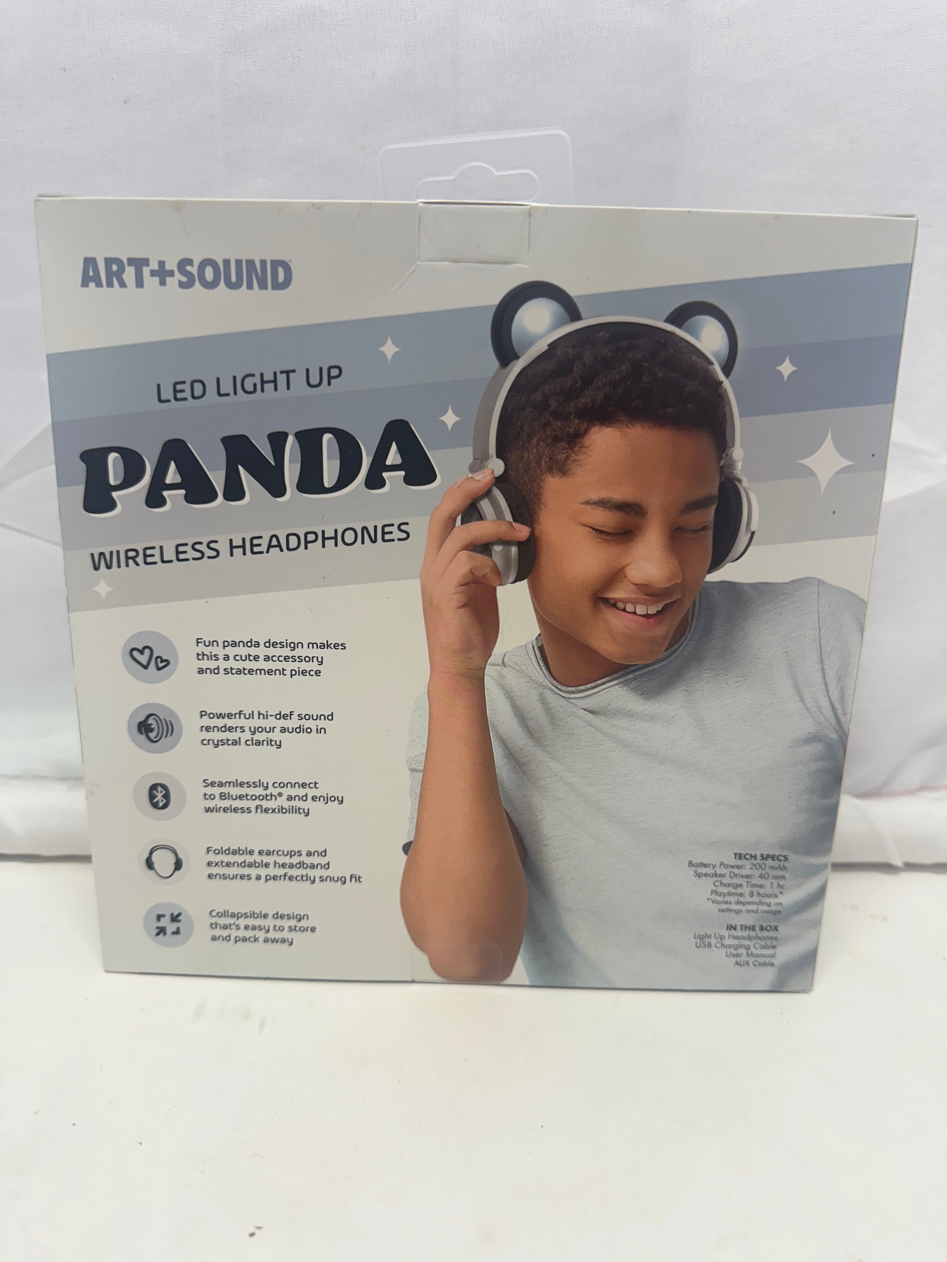 Art+Sound LED Light Up Panda Wireless Headphones – Bluetooth Kids Headphones