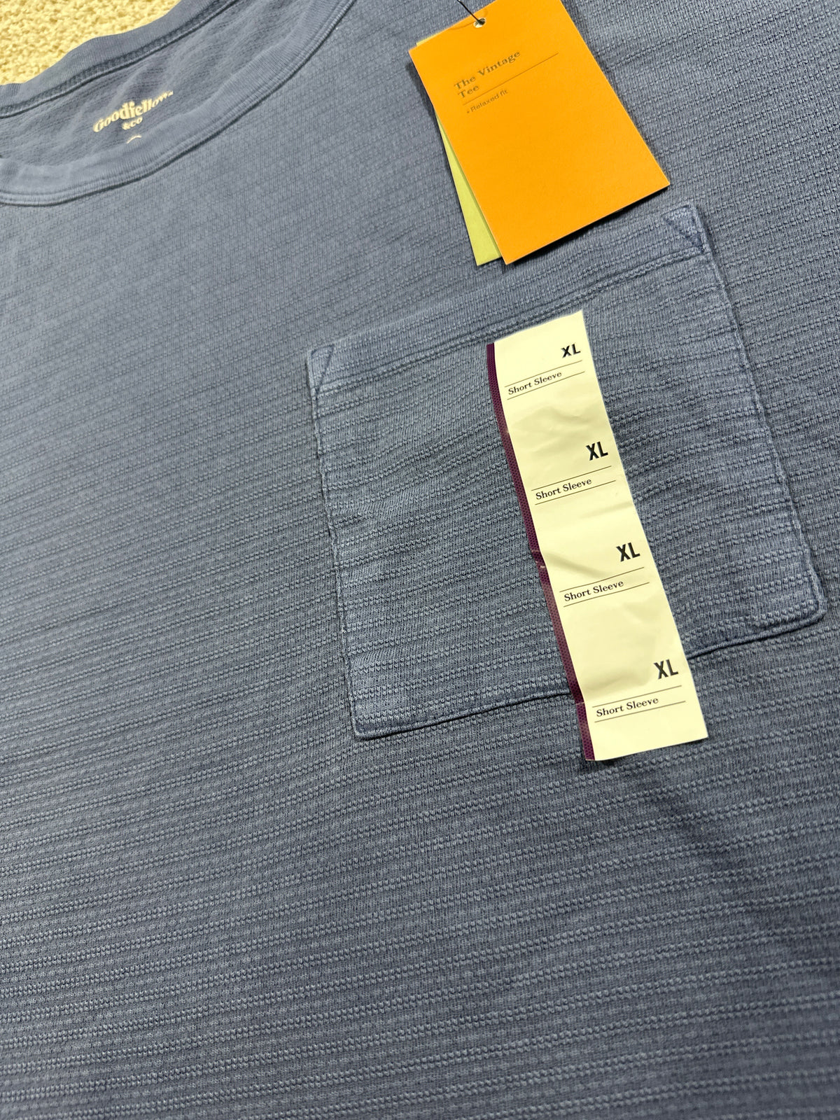 Goodfellow & Co textured vintage pocket T-shirt men's extra large blue
