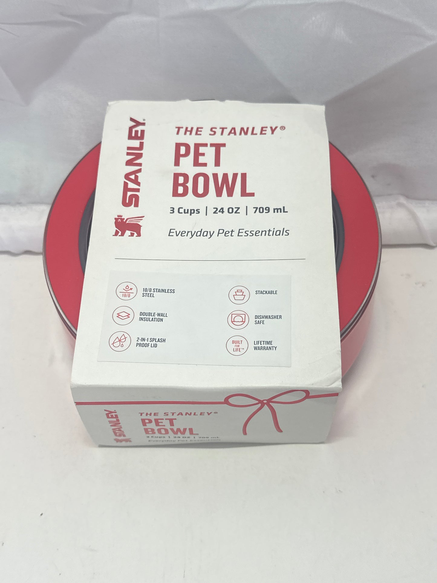 Stanley 24 oz Stainless Steel Pet Bowl Candy Cane Red