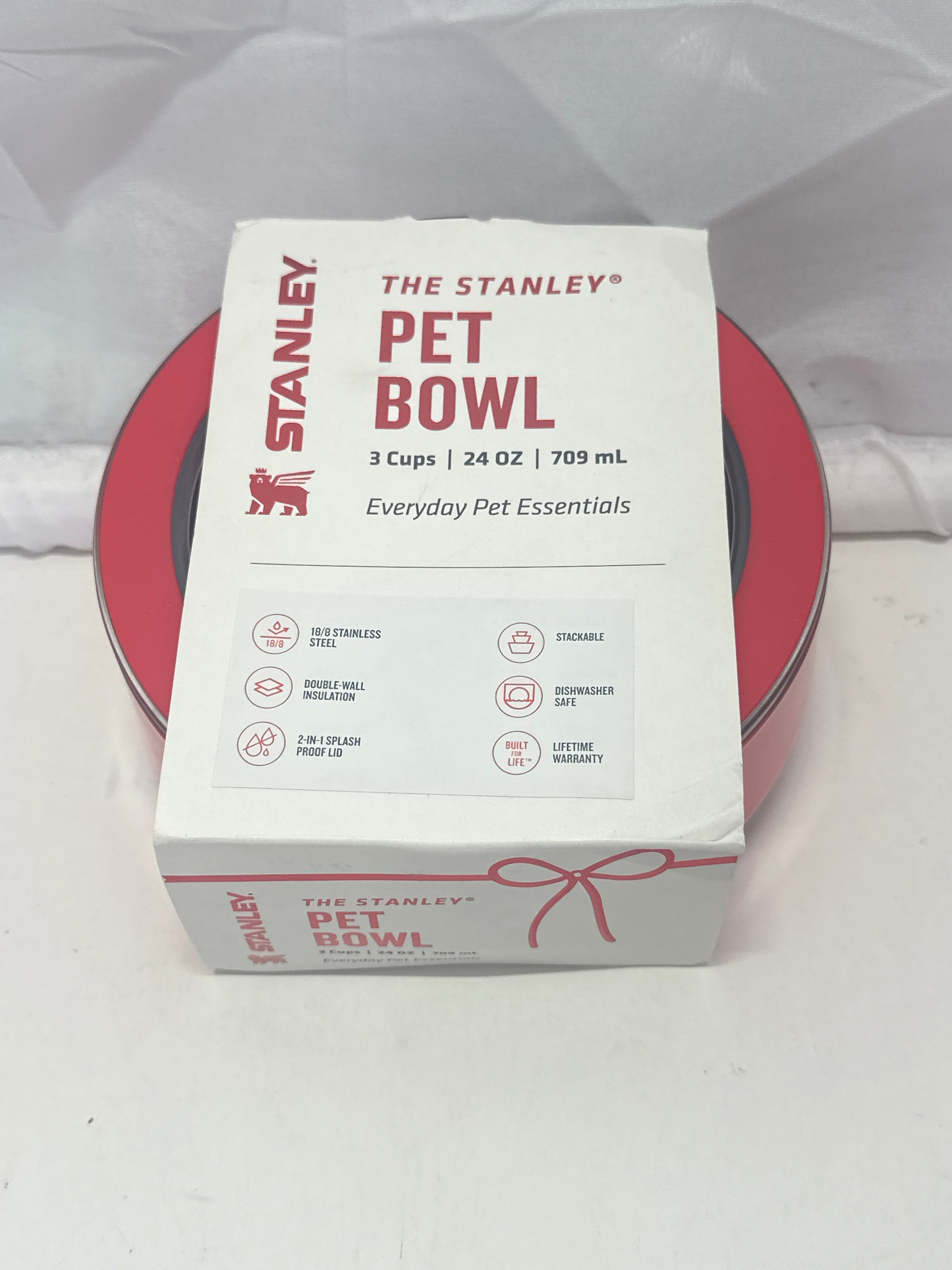 Stanley 24 oz Stainless Steel Pet Bowl Candy Cane Red