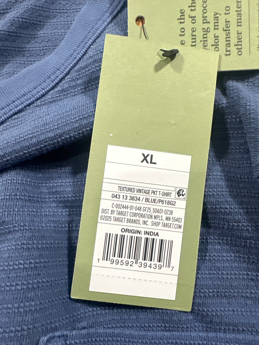Goodfellow & Co textured vintage pocket T-shirt men's extra large blue