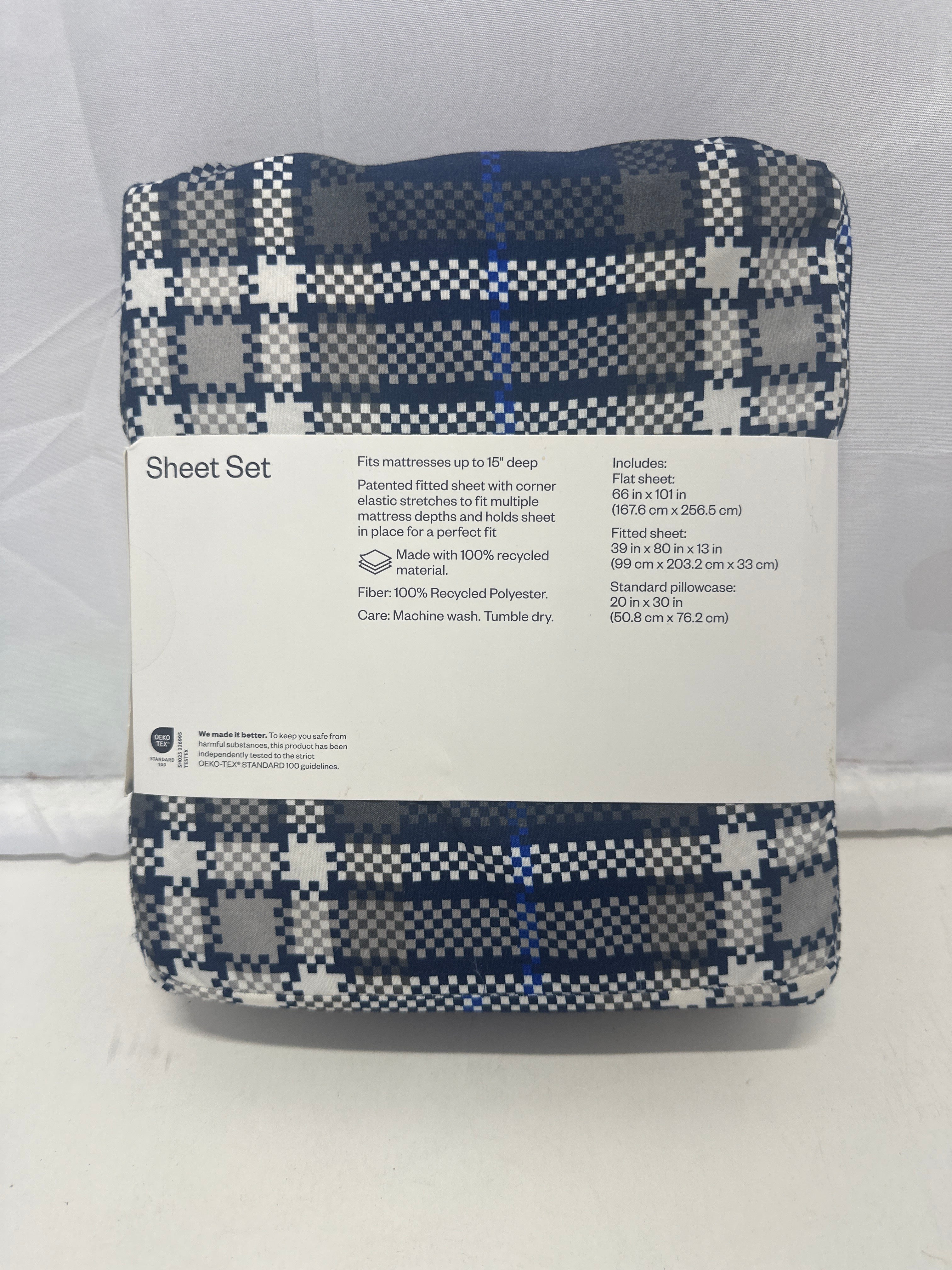 Room Essentials Microfiber Sheet Set Blue Plaid Wrinkle Resistant