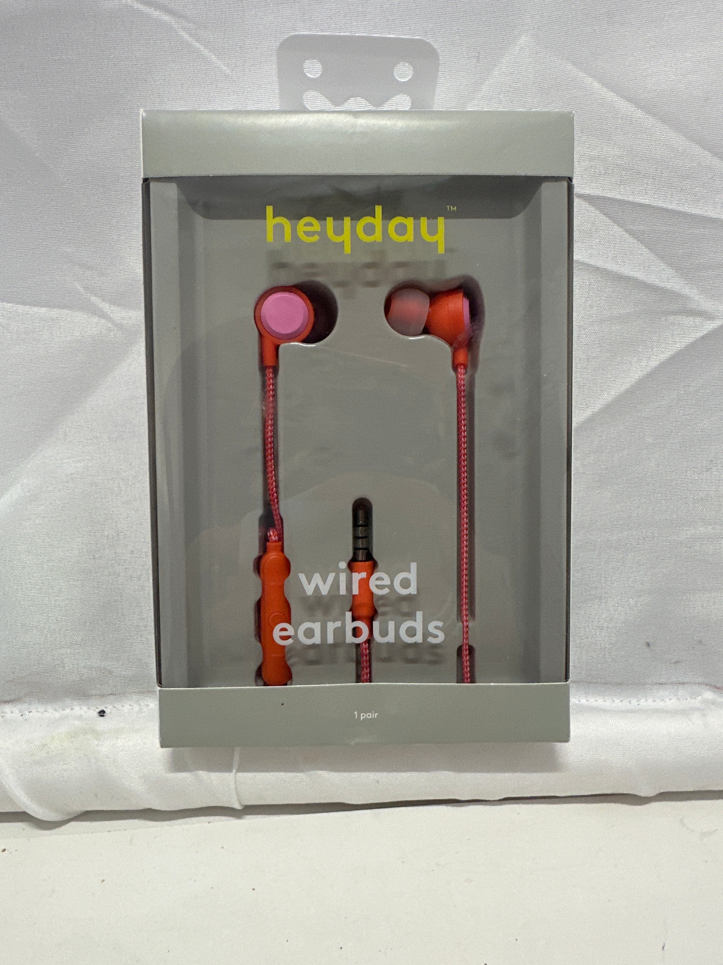 Heyday Wired Earbuds Coral Orange 3.5mm In-Ear Headphones