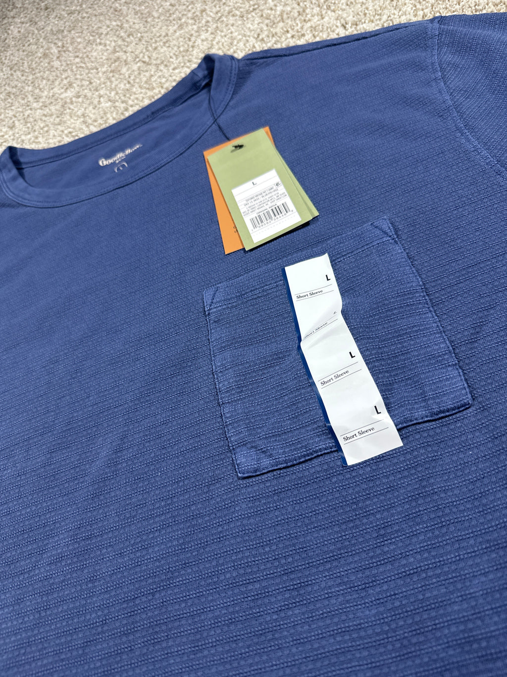 Goodfellow & Co textured vintage pocket T-shirt men's large blue
