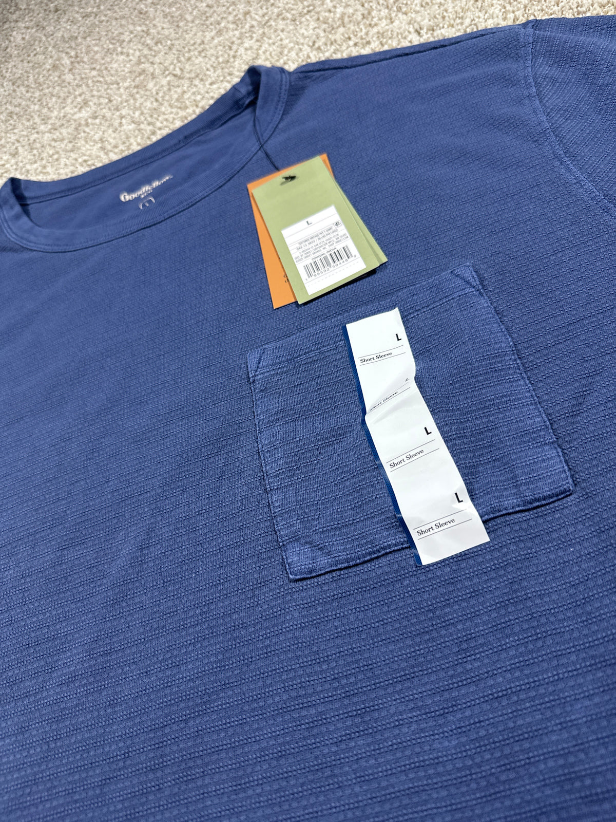 Goodfellow & Co textured vintage pocket T-shirt men's large blue
