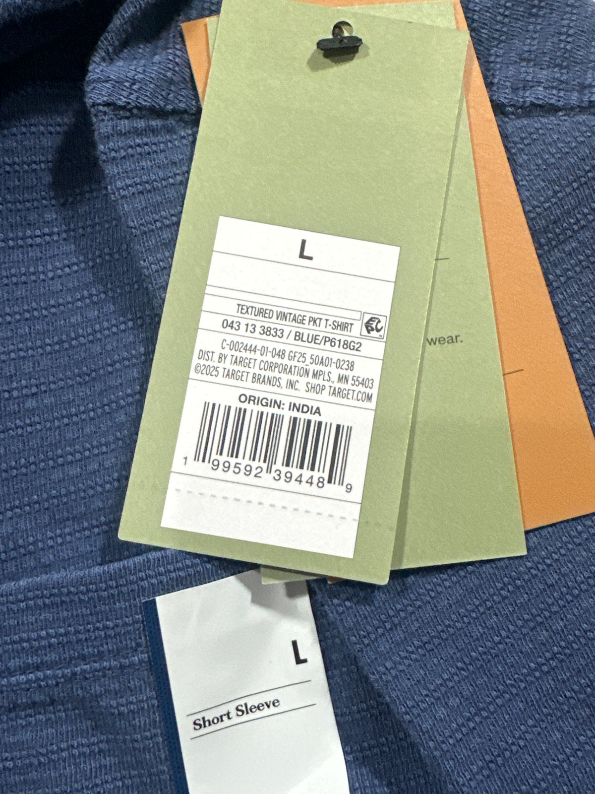 Goodfellow & Co textured vintage pocket T-shirt men's large blue