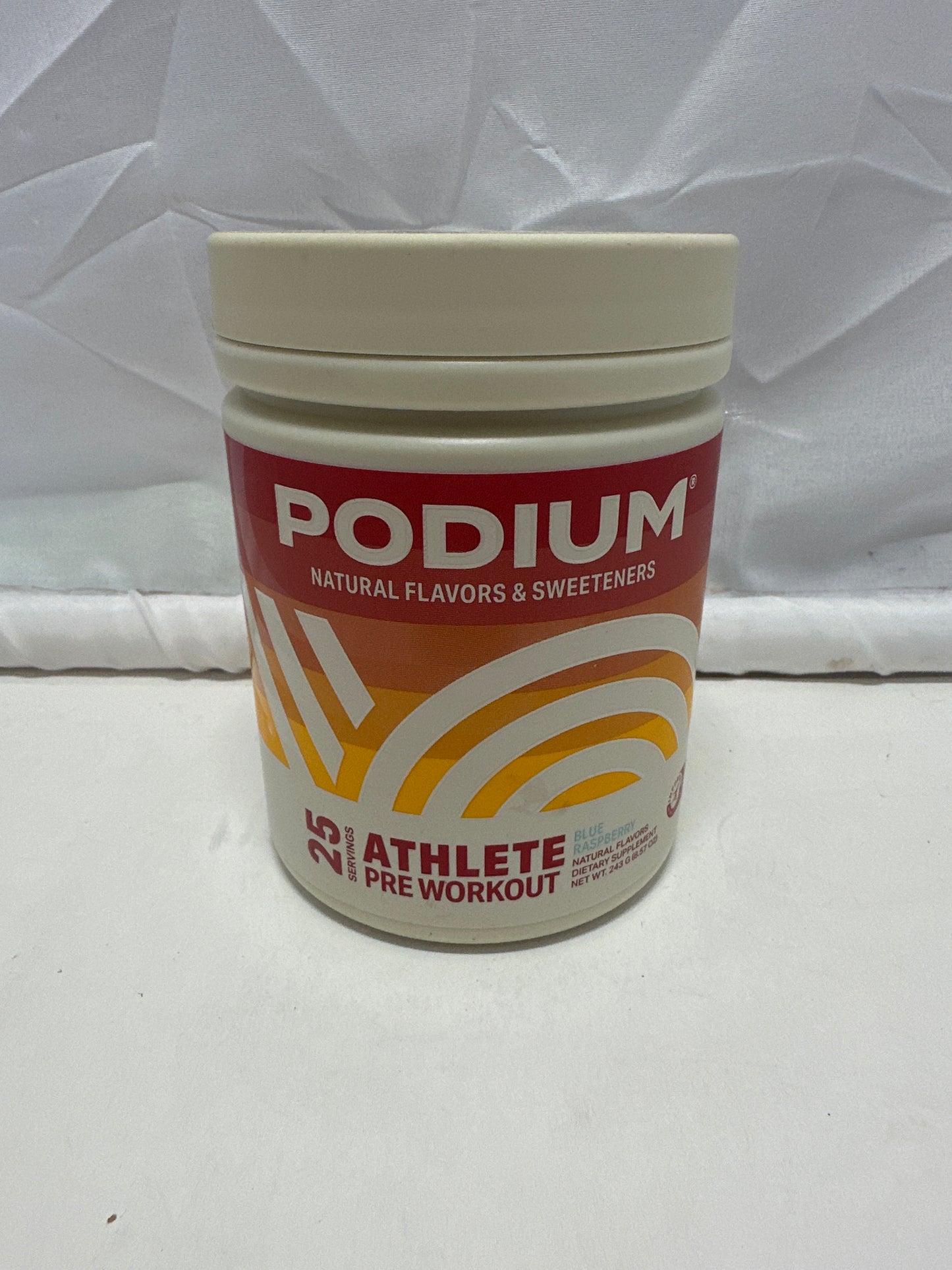 PODIUM Natural Flavors & Sweeteners Athlete Pre Workout Blue Raspberry Exp 03/26