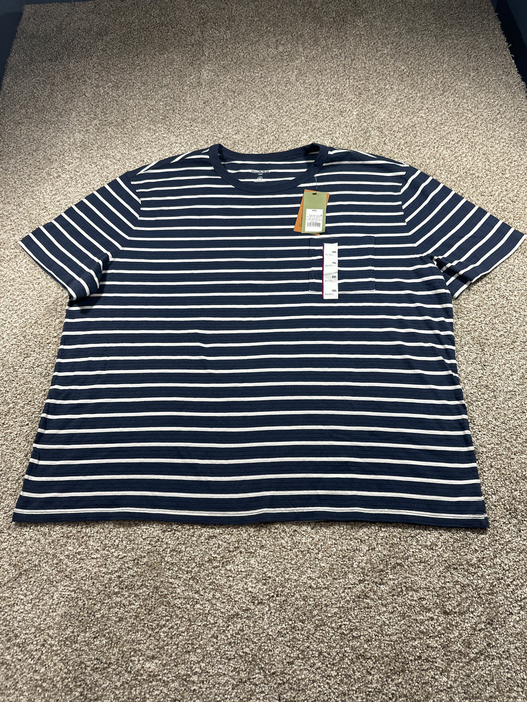 Goodfellow & Co textured vintage pocket T-shirt men's XXL blue stripe