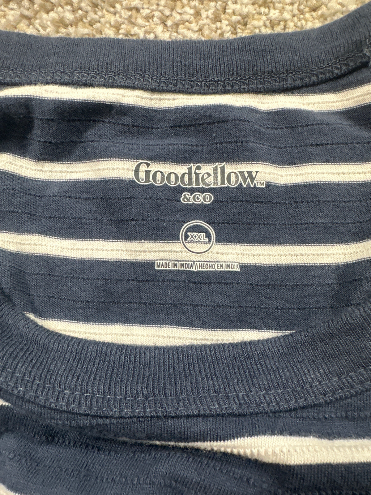 Goodfellow & Co textured vintage pocket T-shirt men's XXL blue stripe