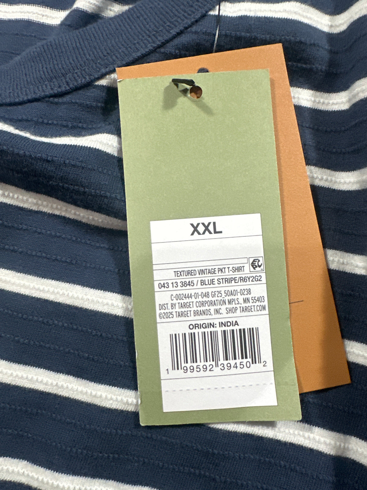 Goodfellow & Co textured vintage pocket T-shirt men's XXL blue stripe