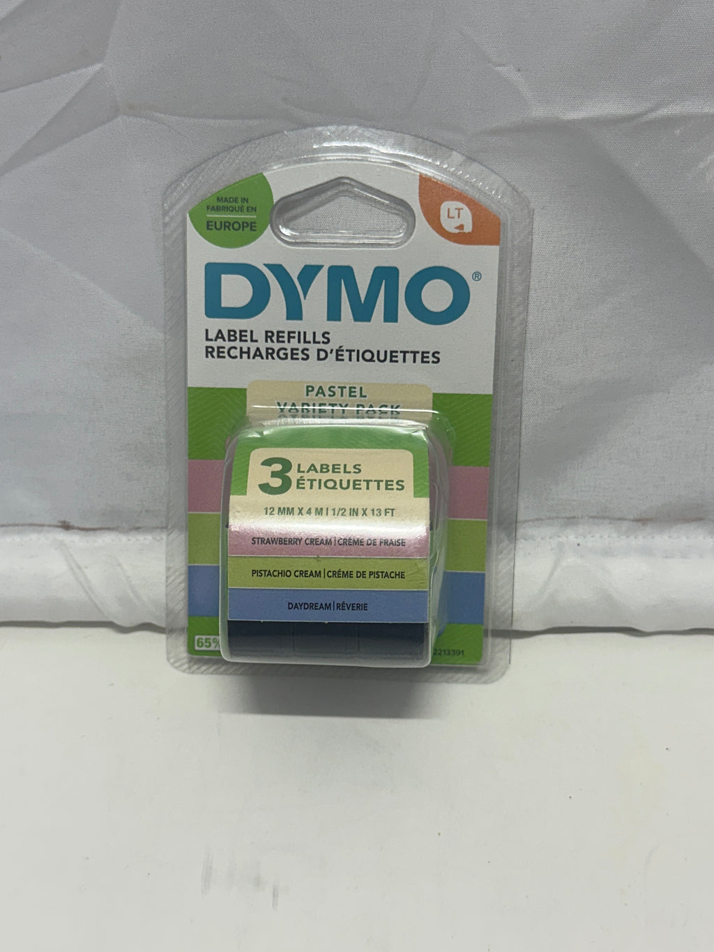 DYMO Label Refills Pastel Variety Pack – 3 Pack (12mm x 4m)