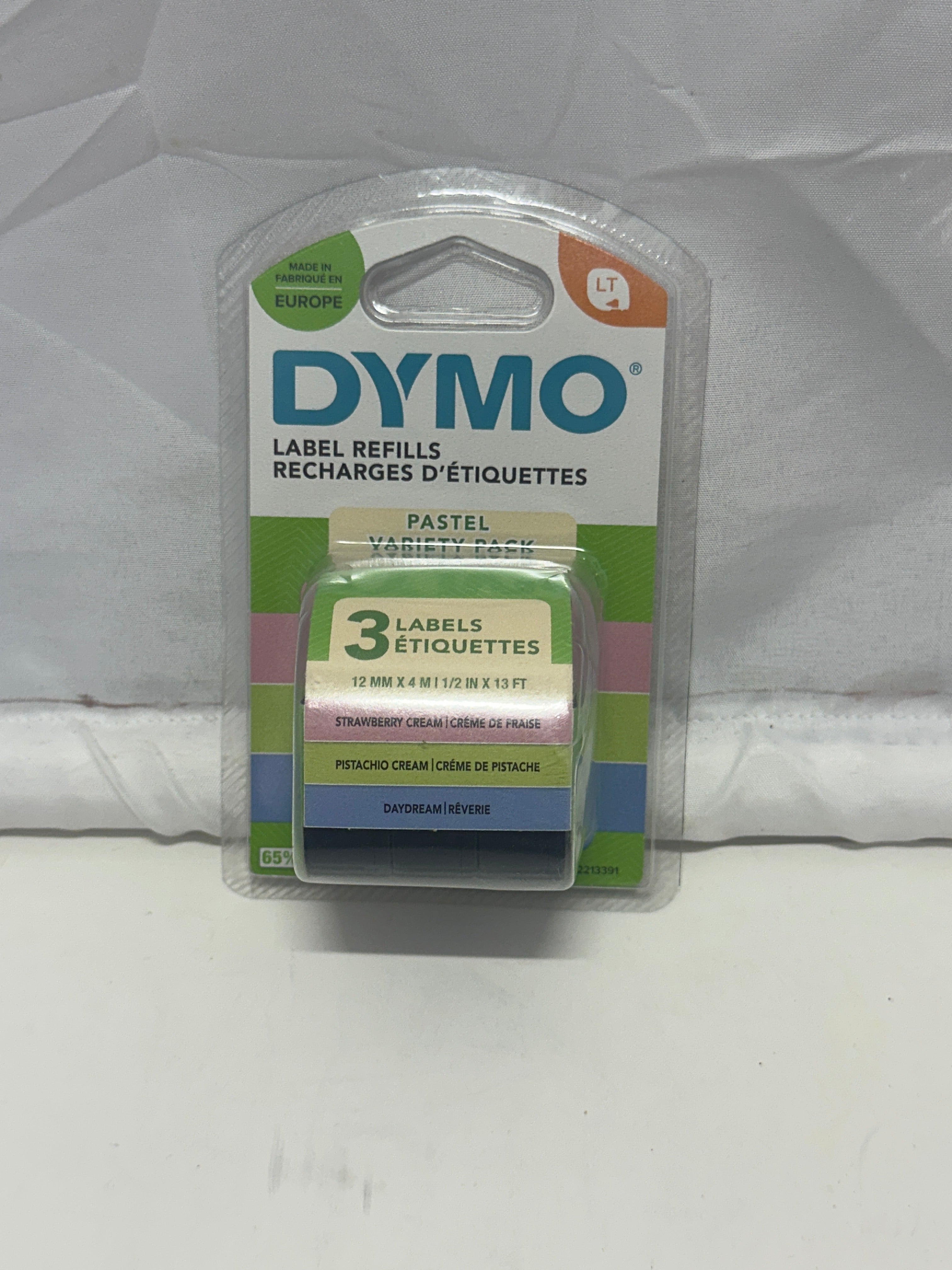DYMO Label Refills Pastel Variety Pack – 3 Pack (12mm x 4m)