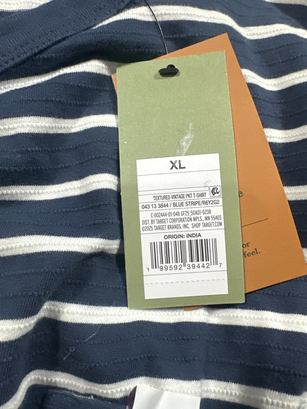Goodfellow & Co textured vintage pocket T-shirt men's XL blue stripe