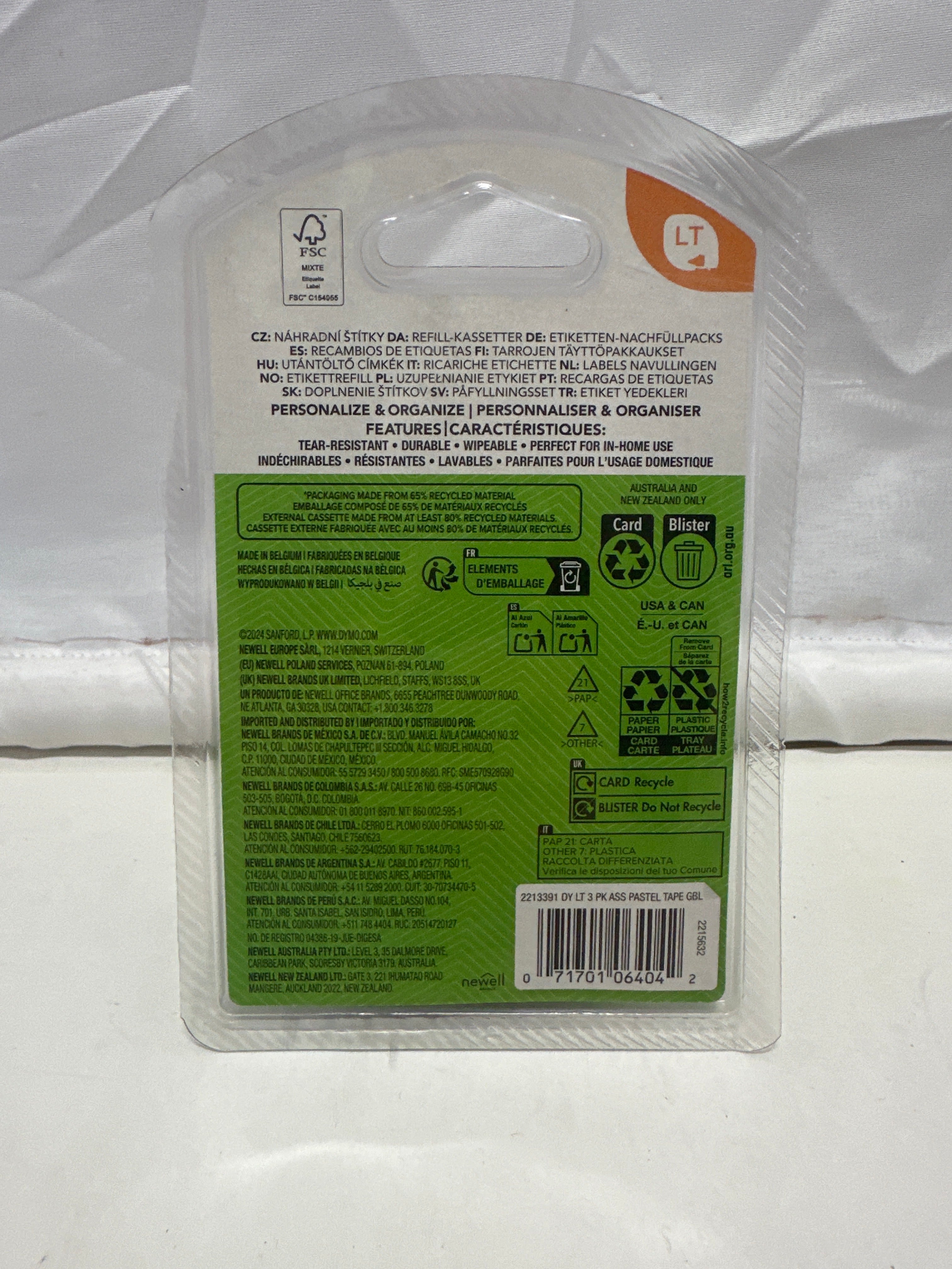 DYMO Label Refills Pastel Variety Pack – 3 Pack (12mm x 4m)