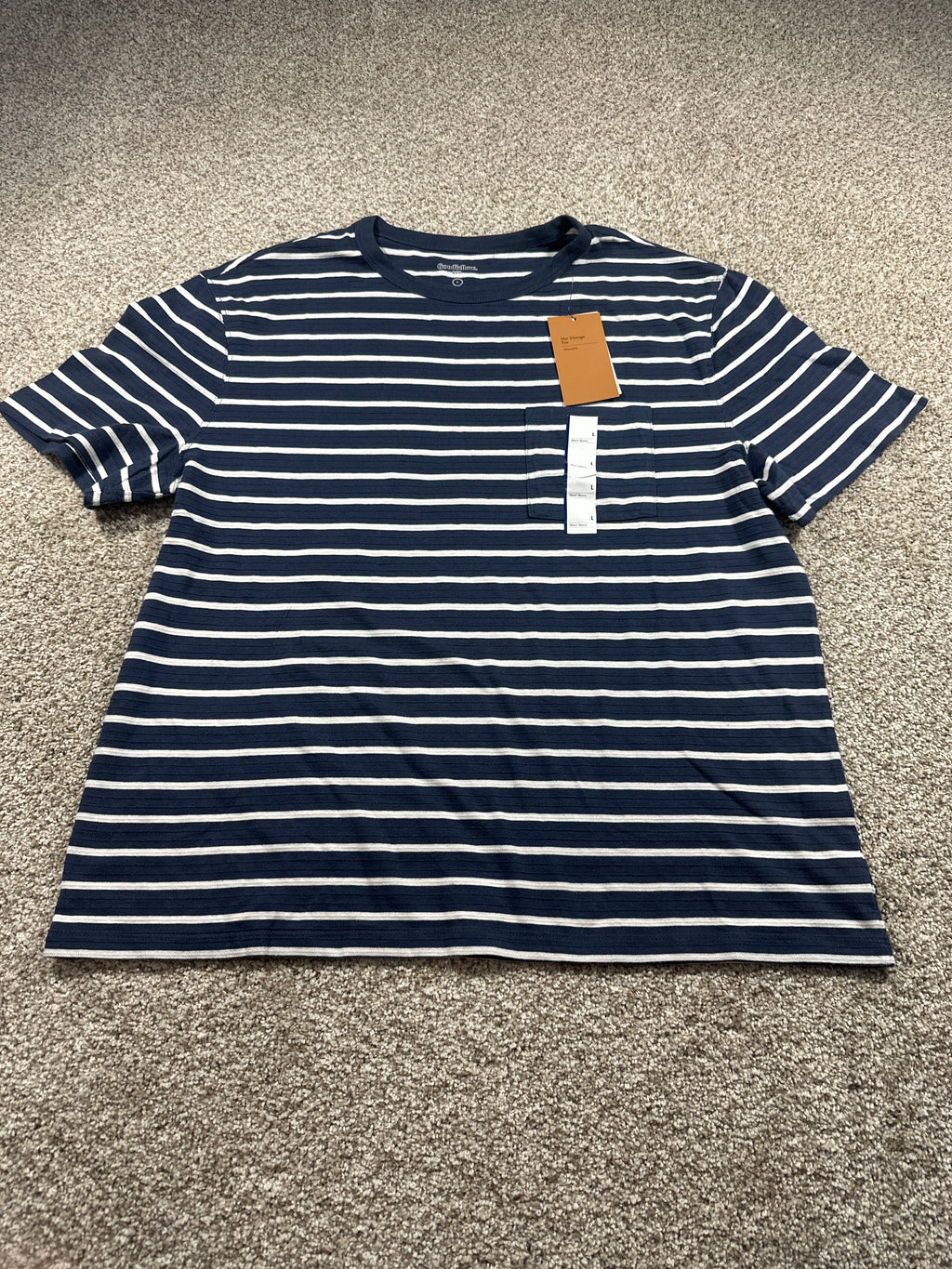 Goodfellow & Co textured vintage pocket T-shirt men's large blue stripe