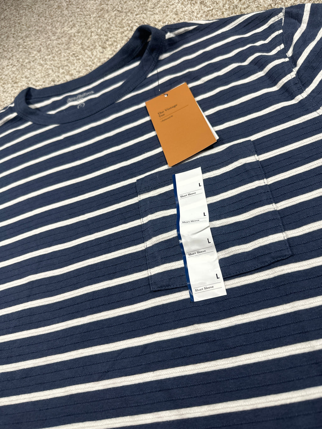 Goodfellow & Co textured vintage pocket T-shirt men's large blue stripe