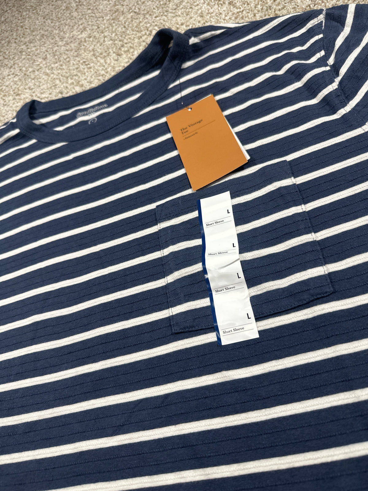 Goodfellow & Co textured vintage pocket T-shirt men's large blue stripe