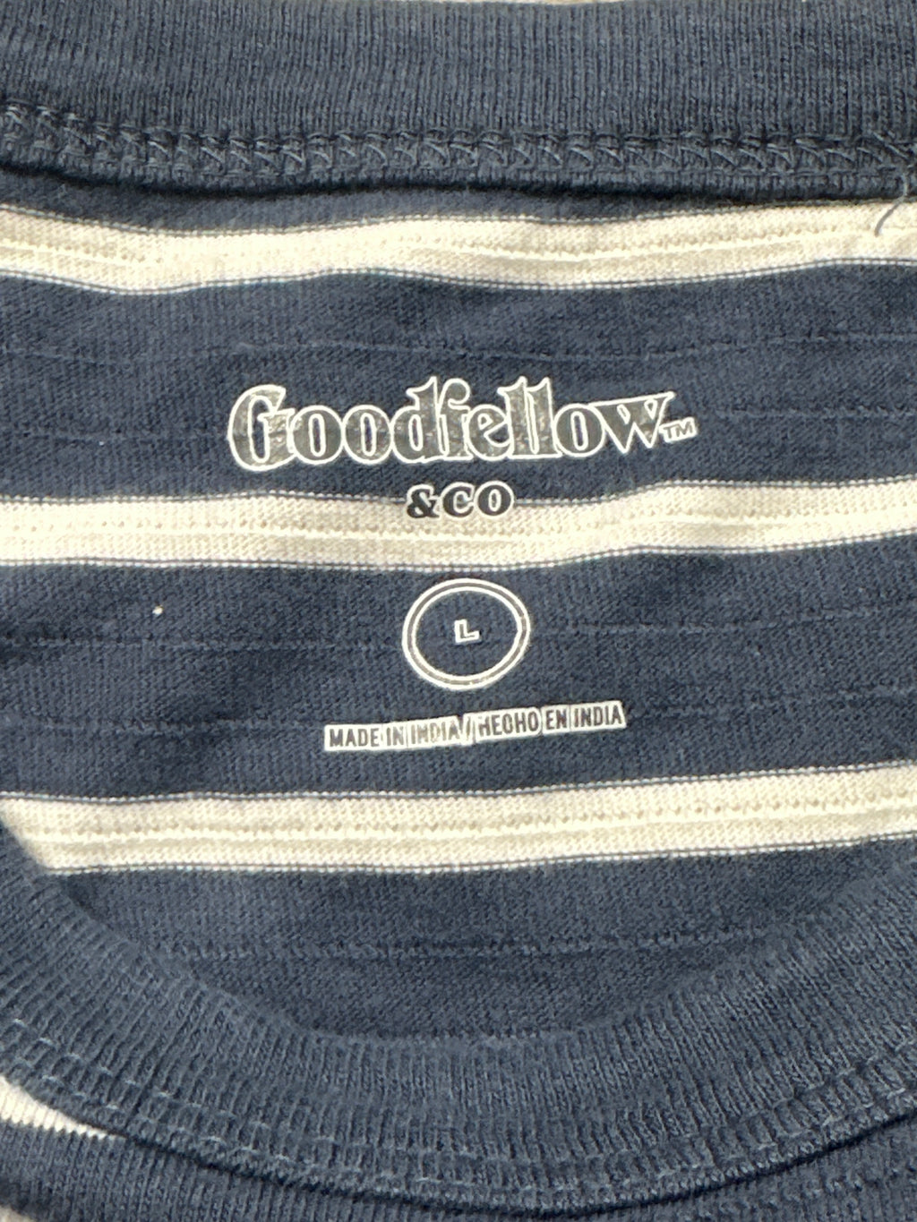 Goodfellow & Co textured vintage pocket T-shirt men's large blue stripe