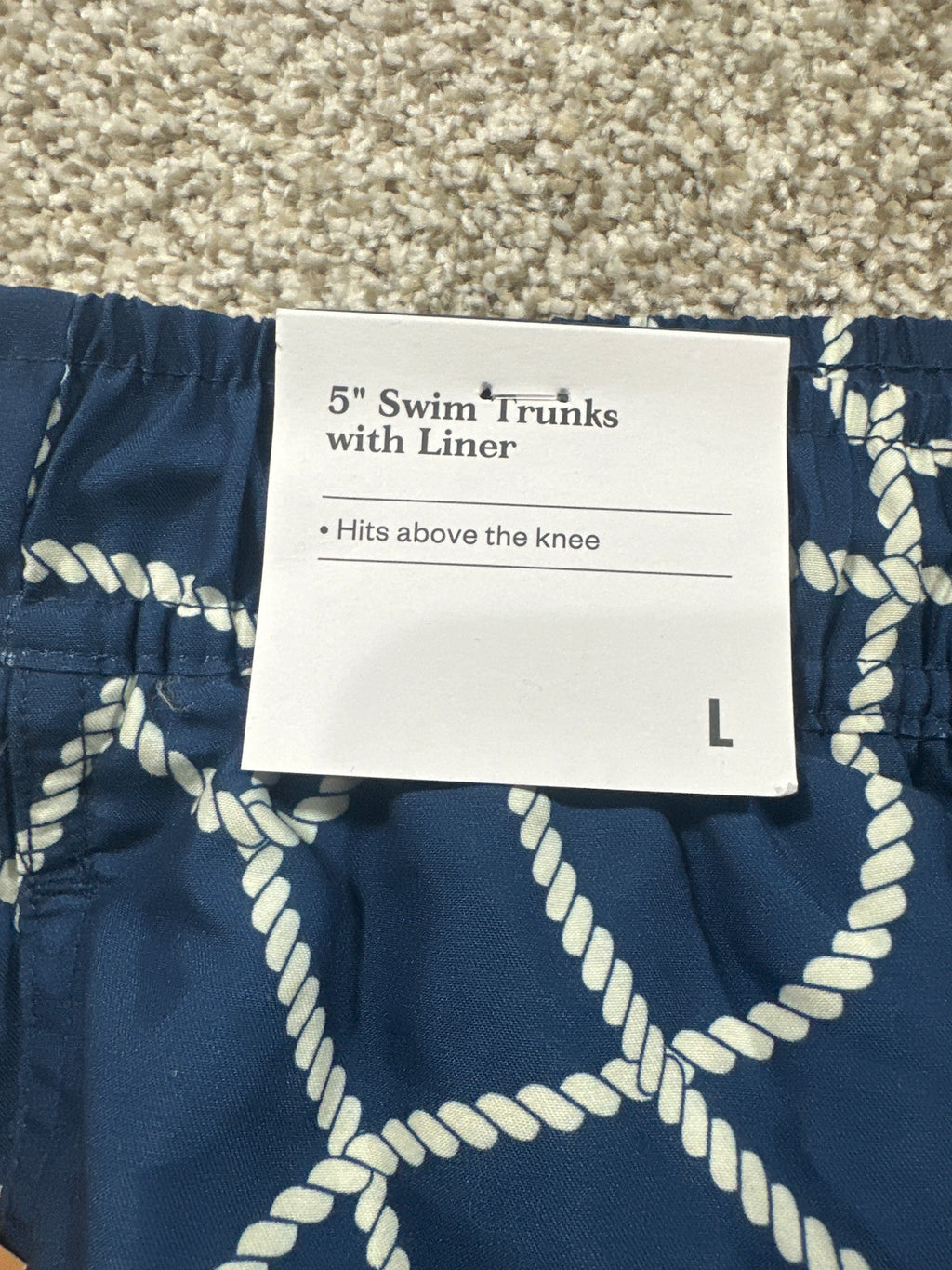 Goodfellow & Co 5 inch swim trunks men's large navy rope print